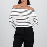 Top rayas sin hombros