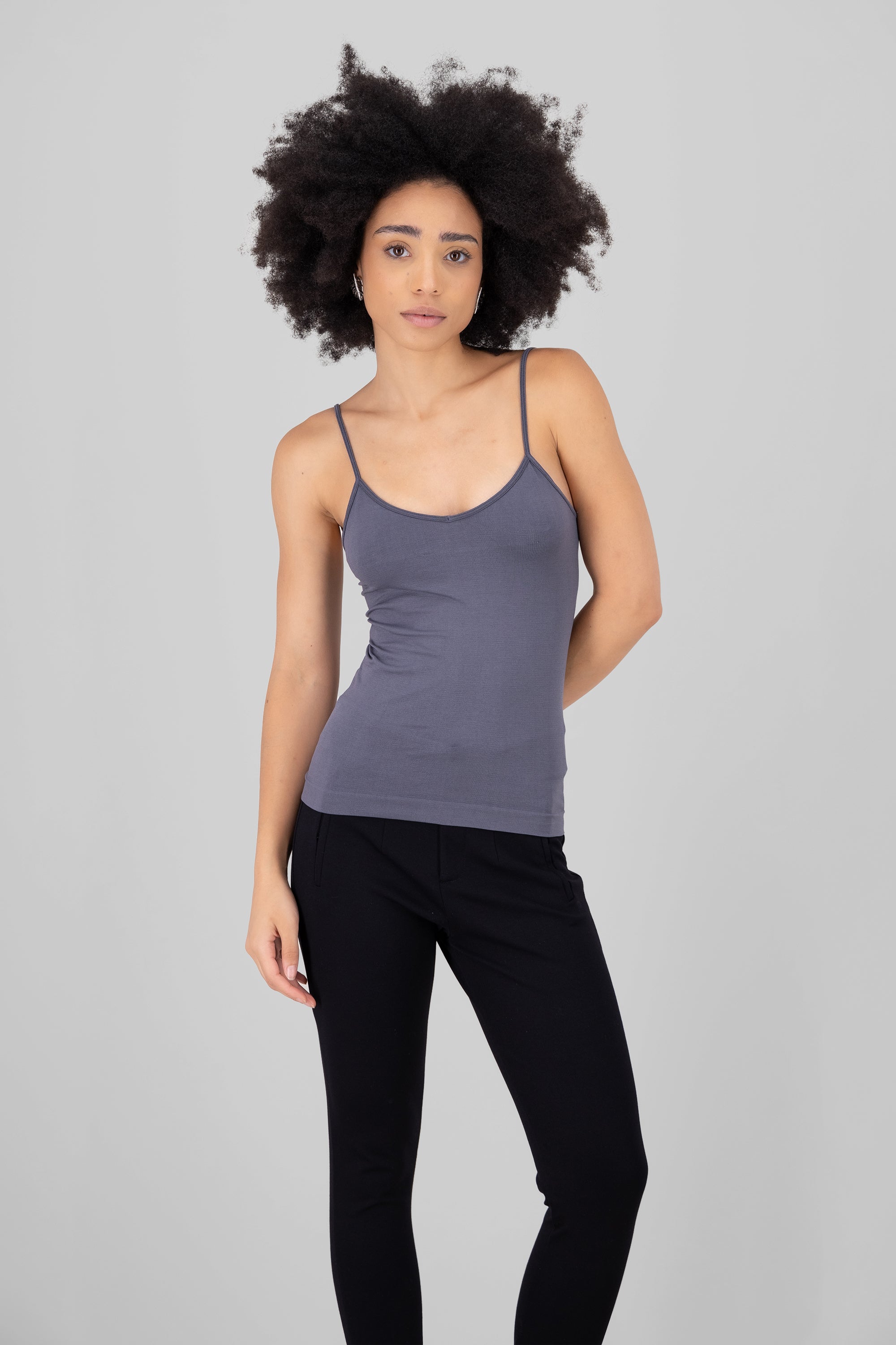 Blusa Ajustada Tirantes GRIS OBSCURO