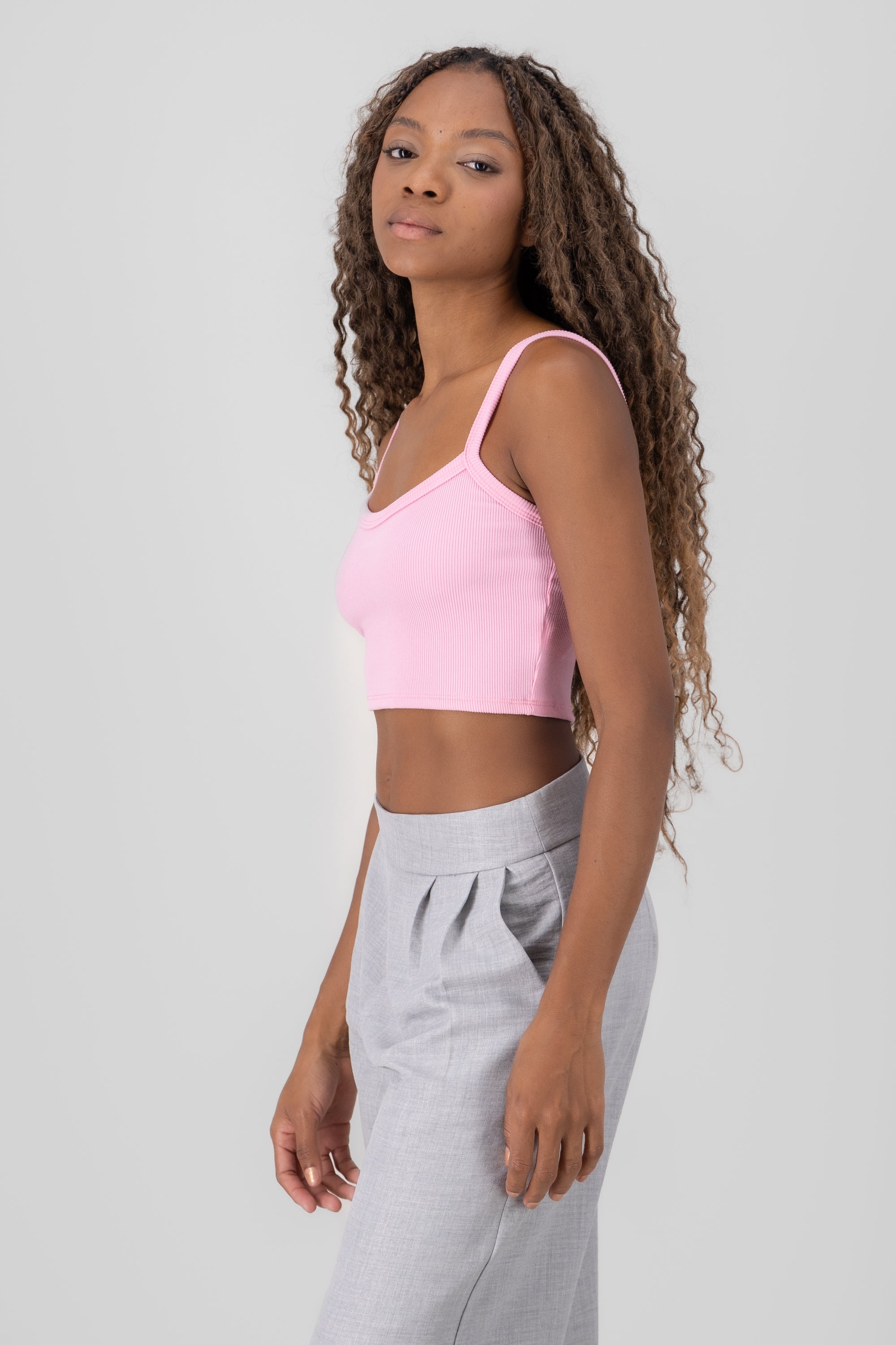 Top crop tirantes ROSA