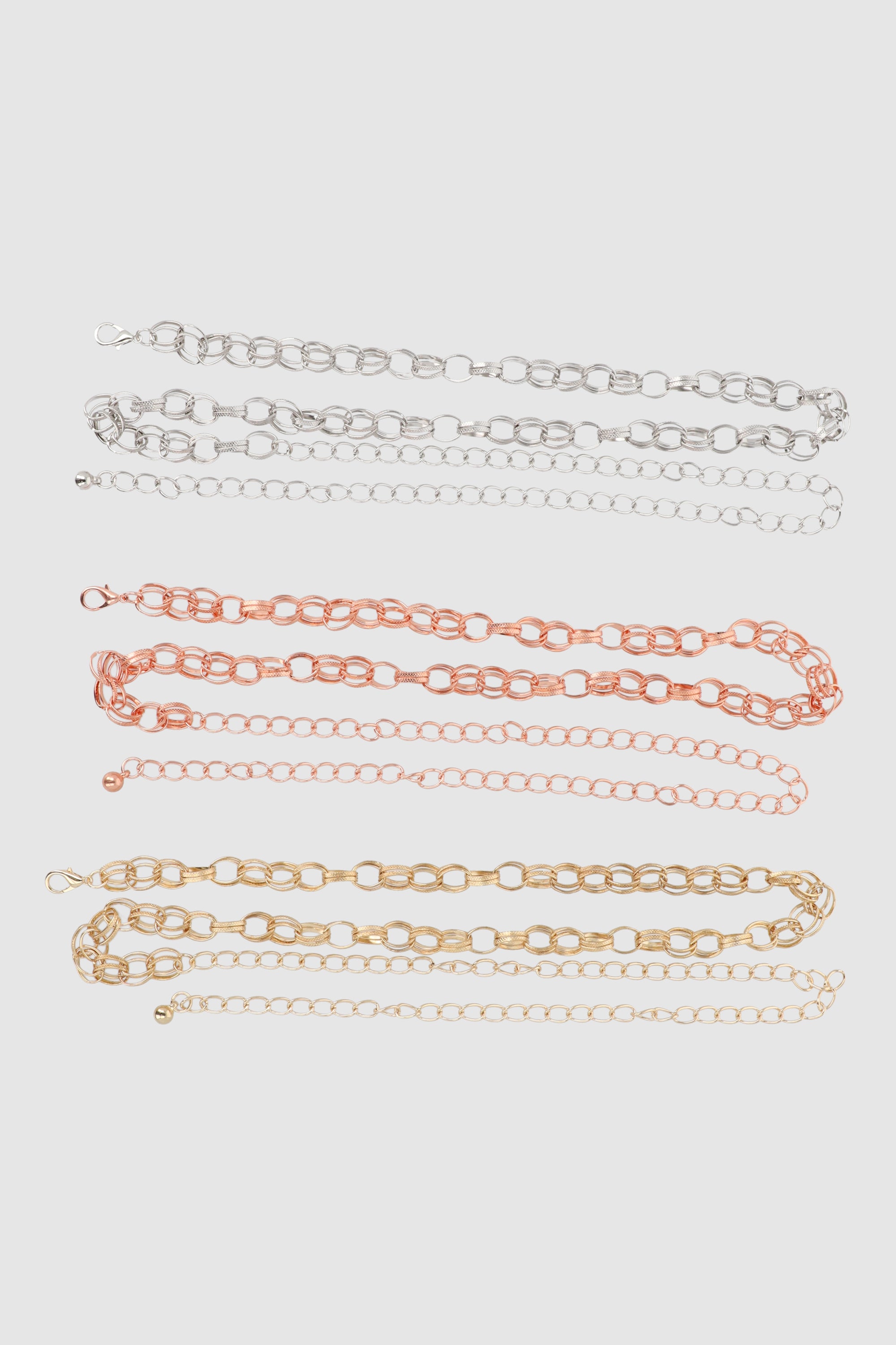 Set de 3 cadenas cinturon eslabones MULTICOLOR