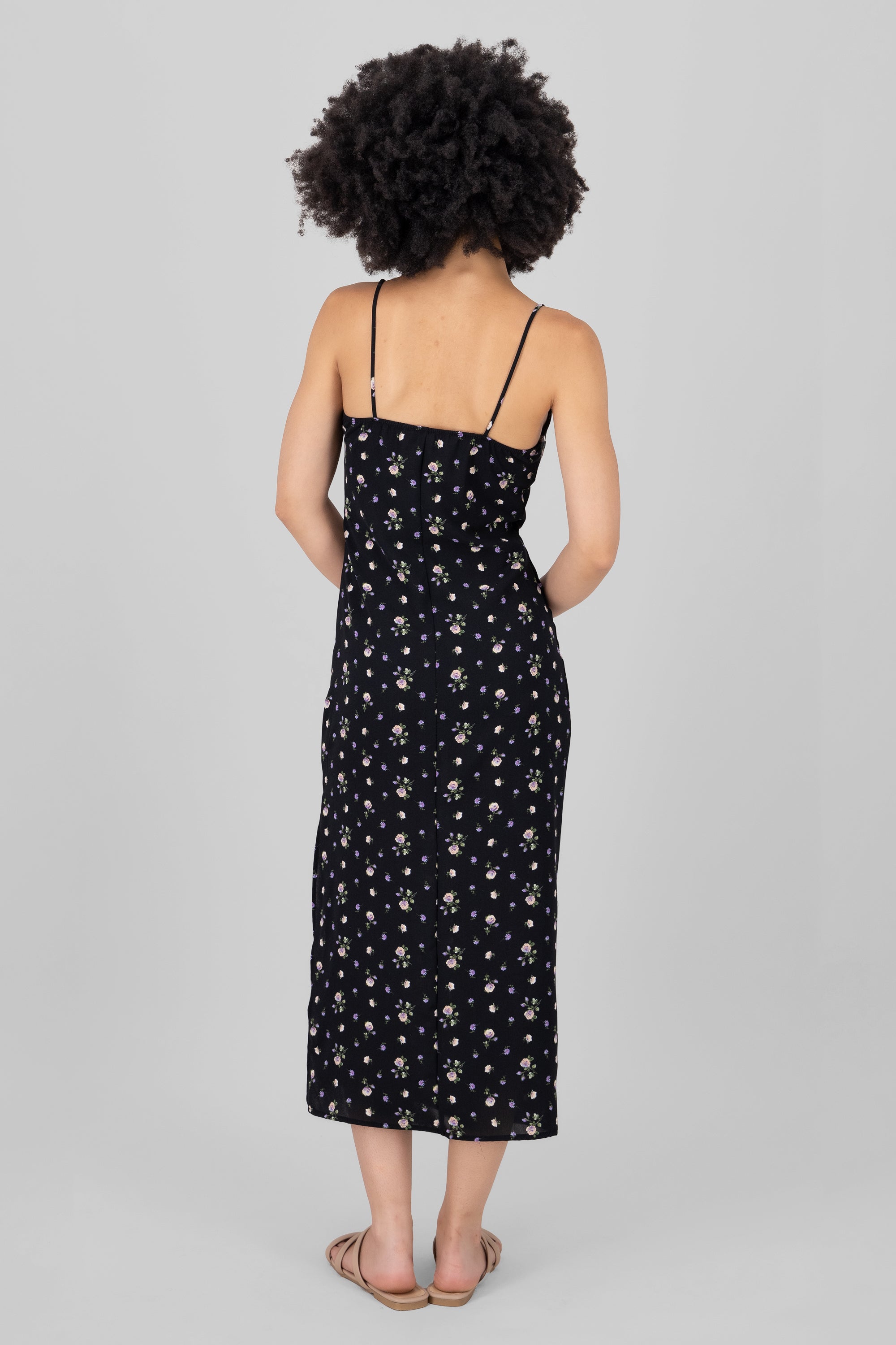 Vestido maxi flores NEGRO COMBO