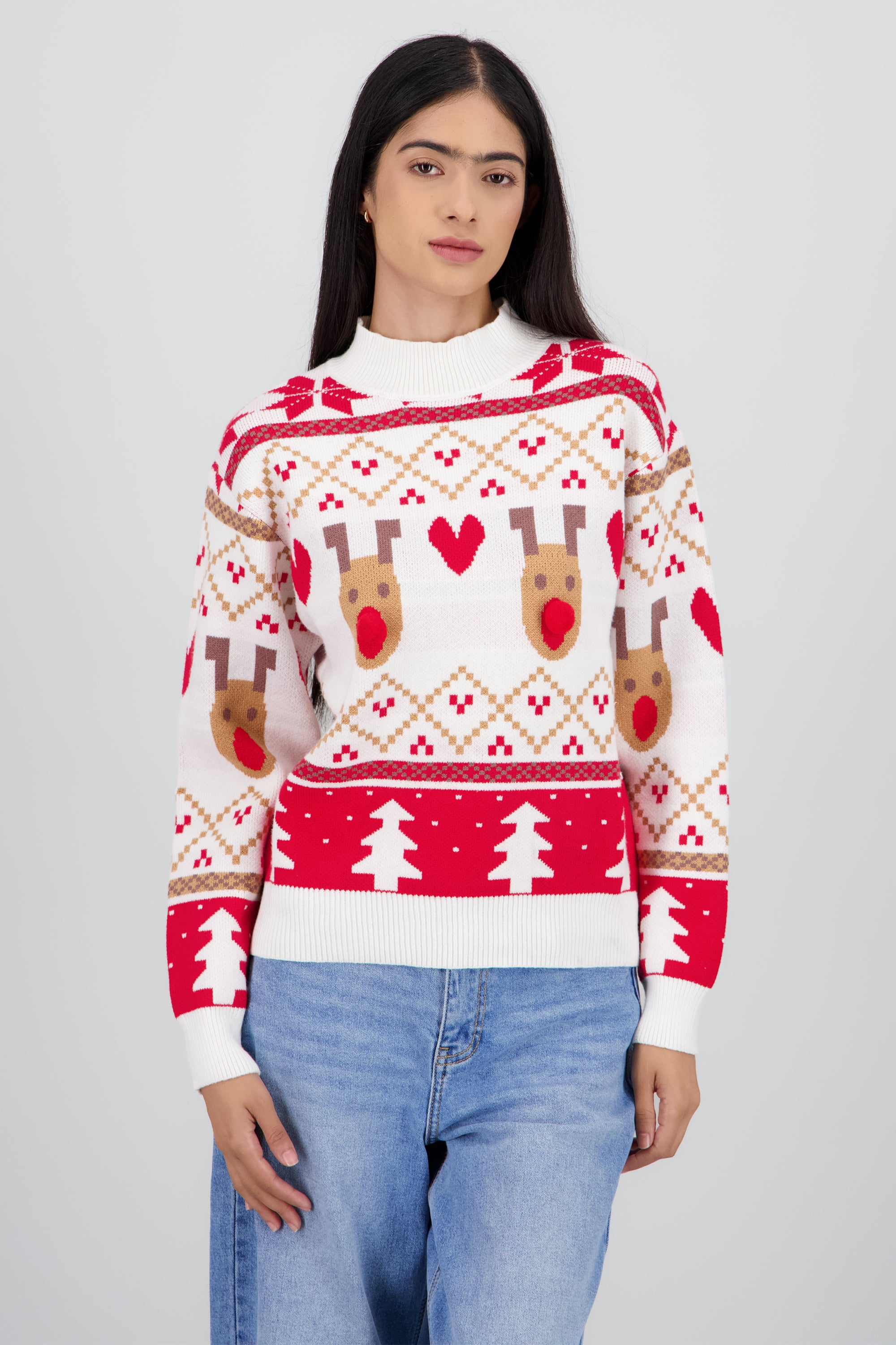 Sueter navidad renos HUESO COMBO
