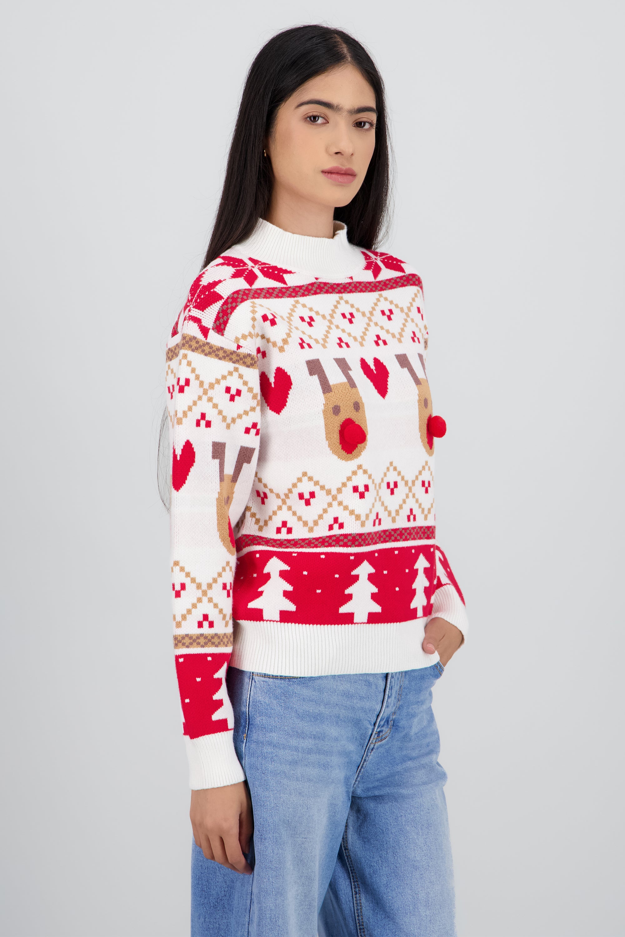 Sueter navidad renos HUESO COMBO