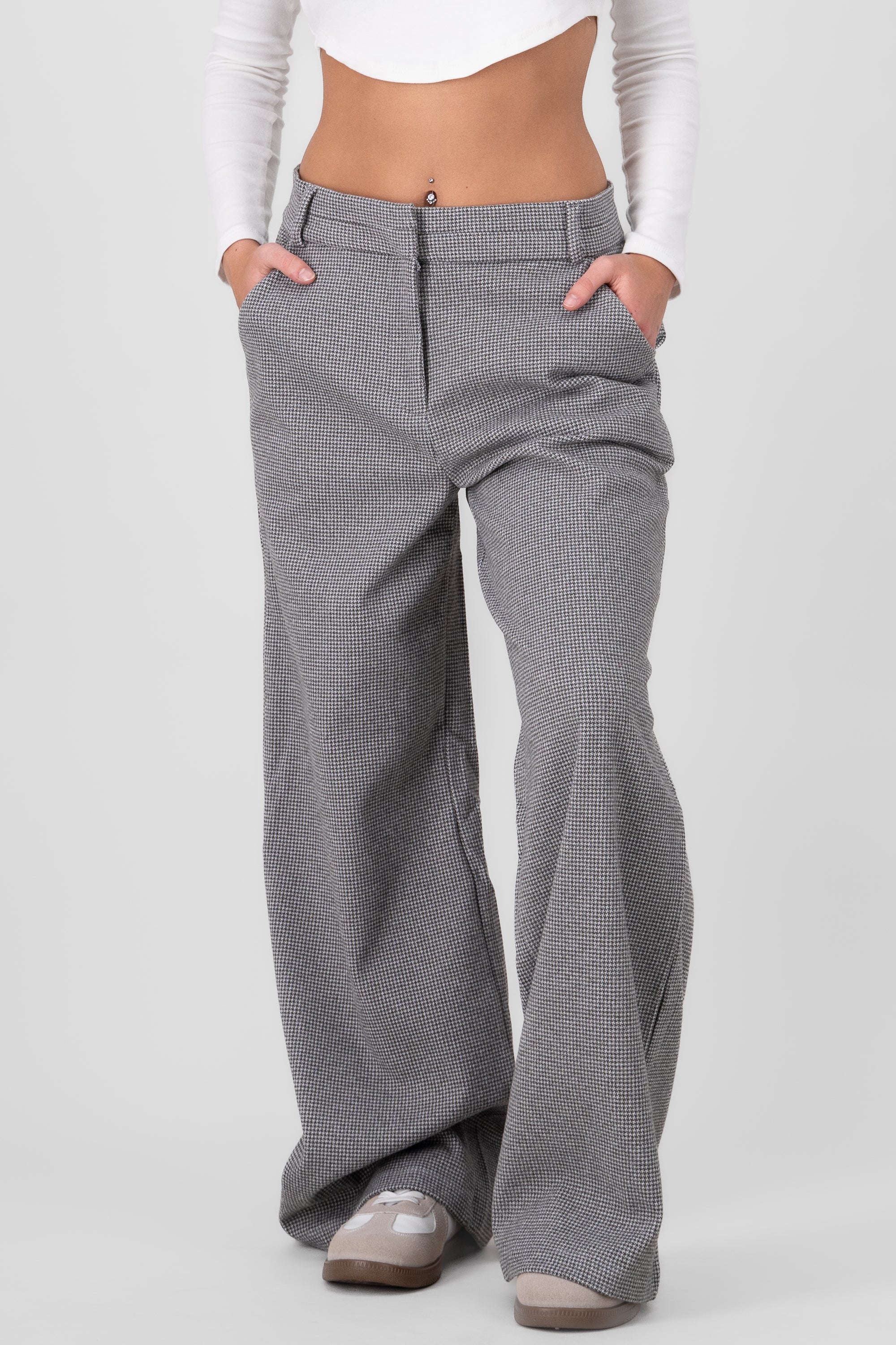 Pantalon wide leg de cuadros GRIS