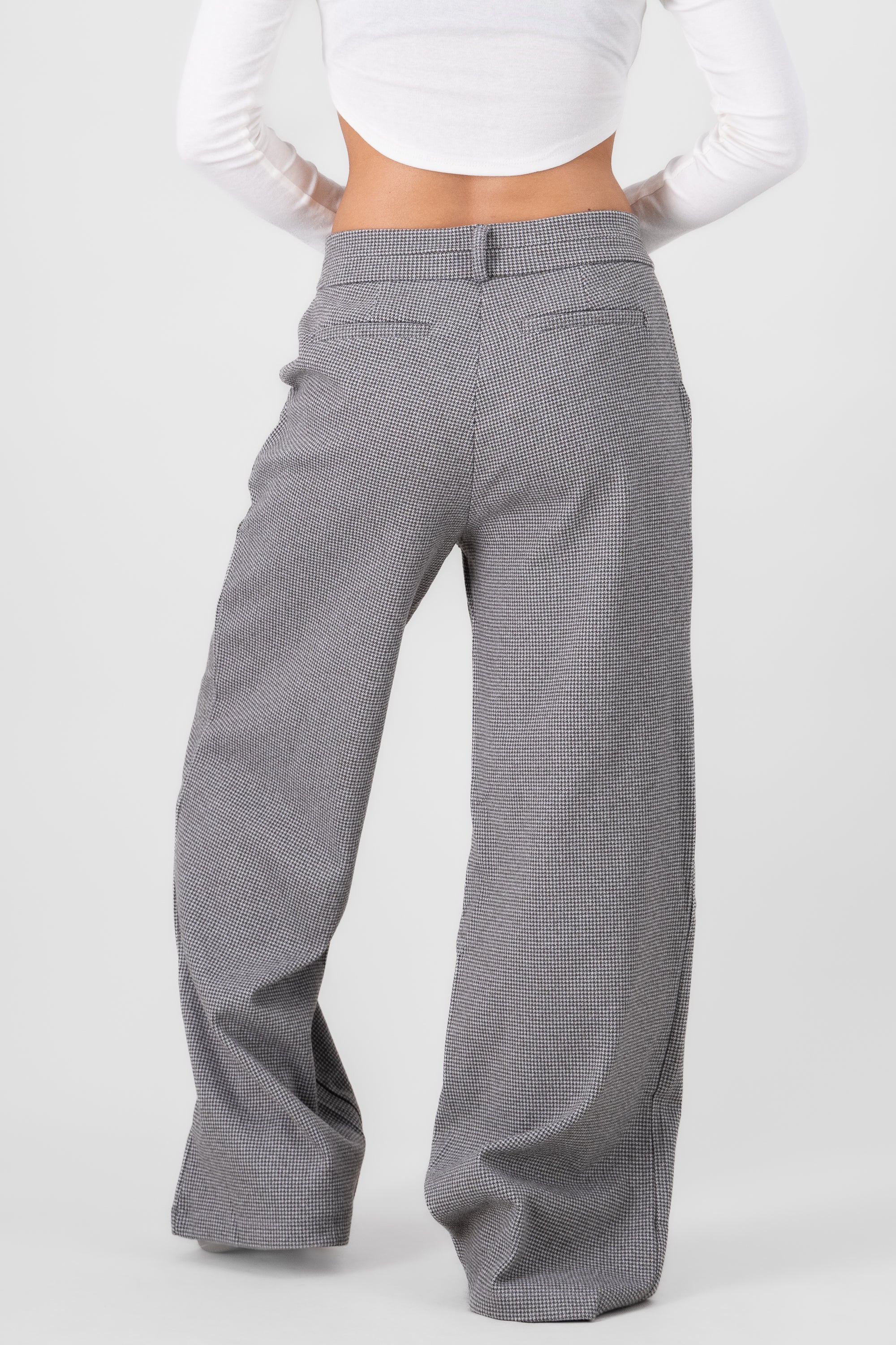 Pantalon wide leg de cuadros GRIS