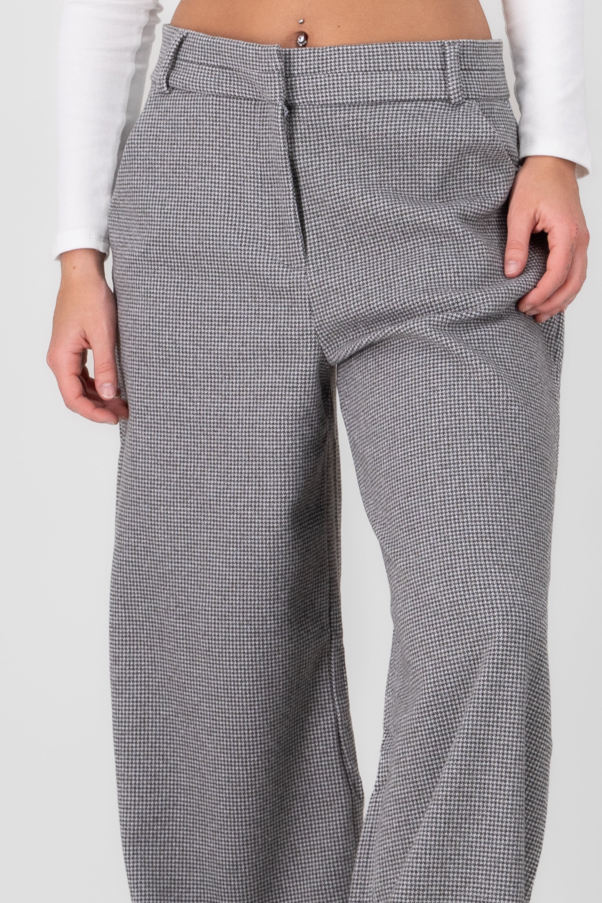 Pantalon wide leg de cuadros GRIS