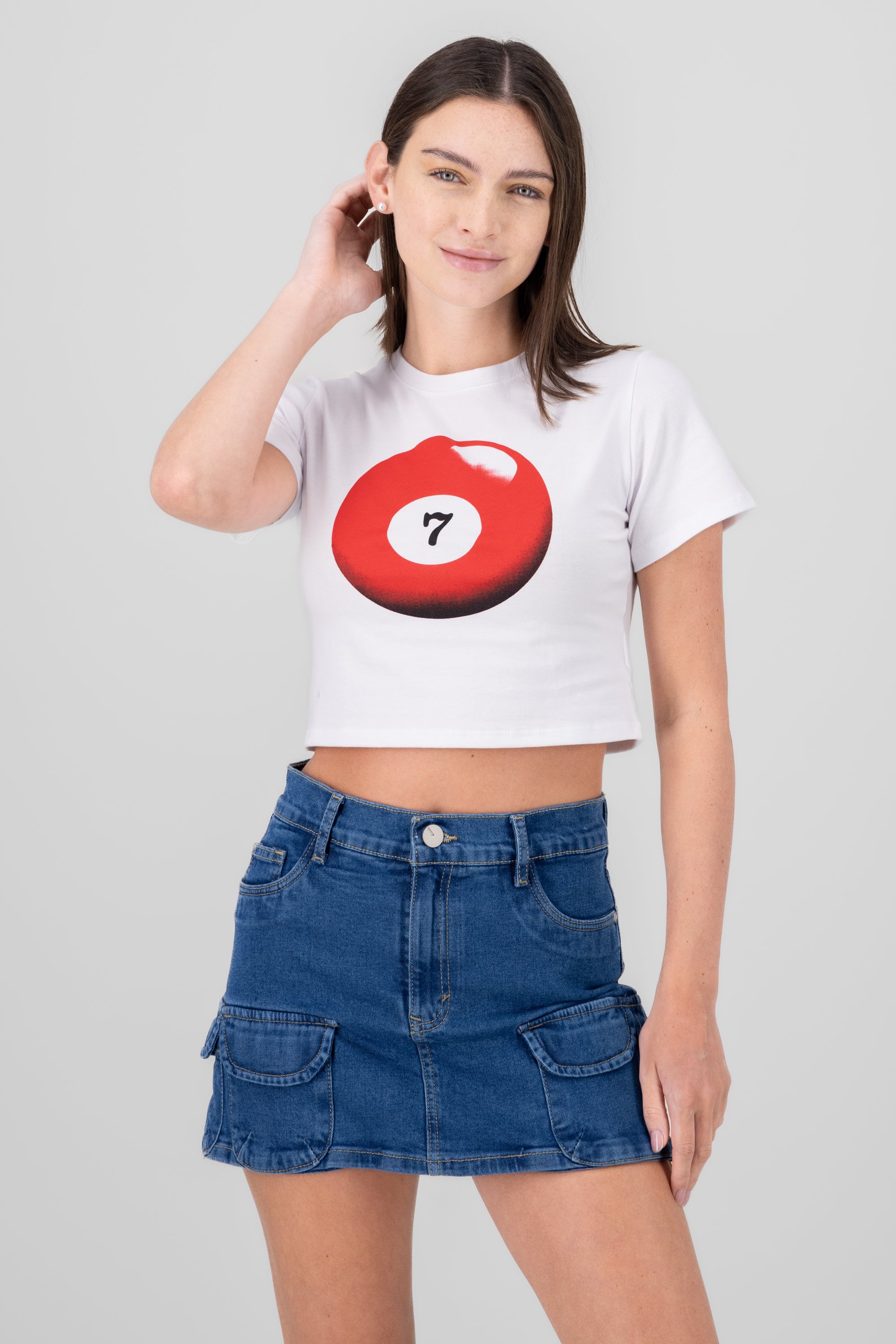 Playera bola de billar 7 BLANCO COMBO