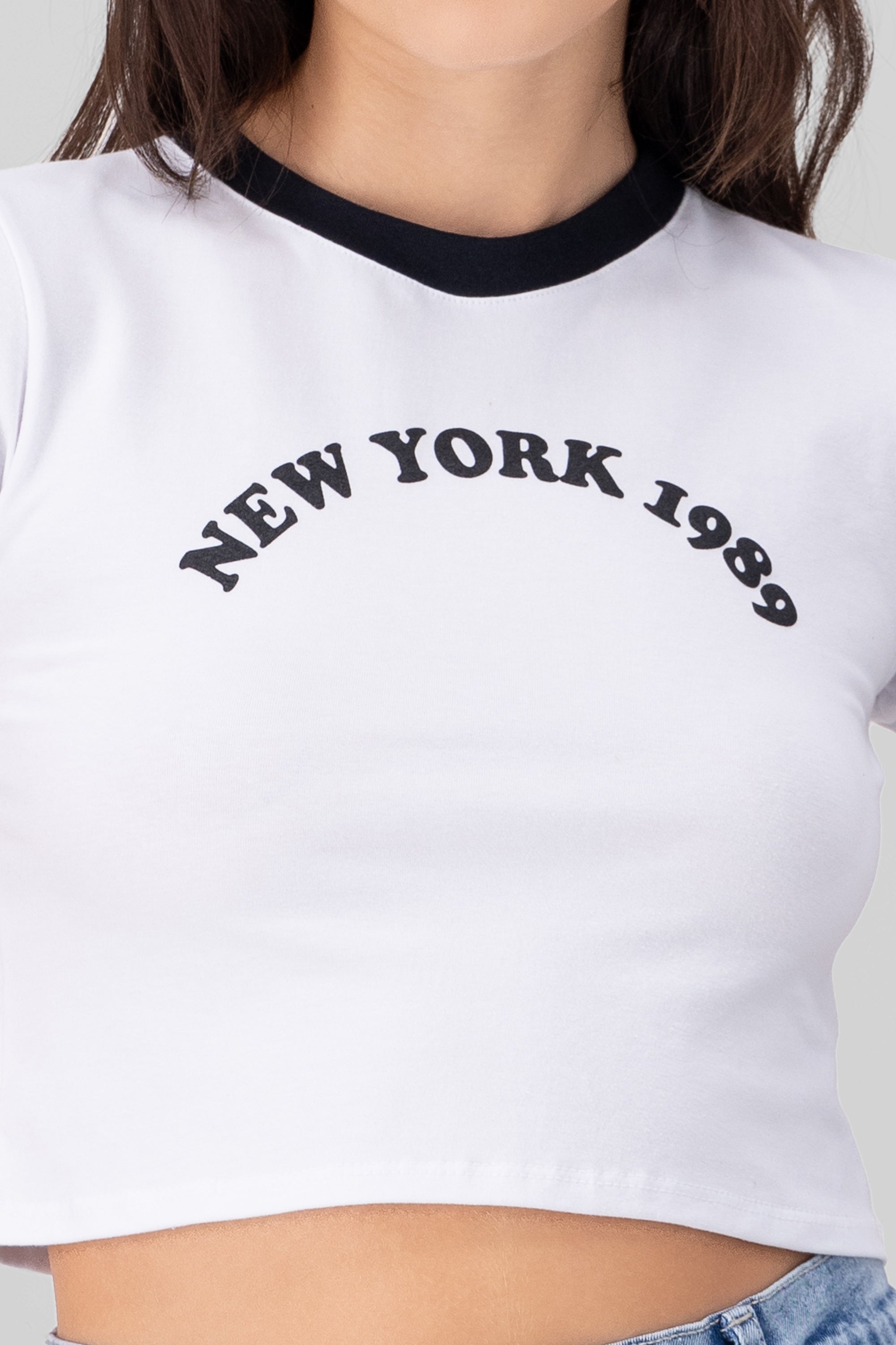 Playera estampada NY contraste NEGRO COMBO