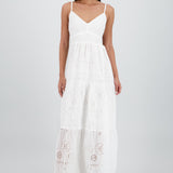 Vestido maxi textura bordado