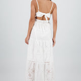 Vestido maxi textura bordado