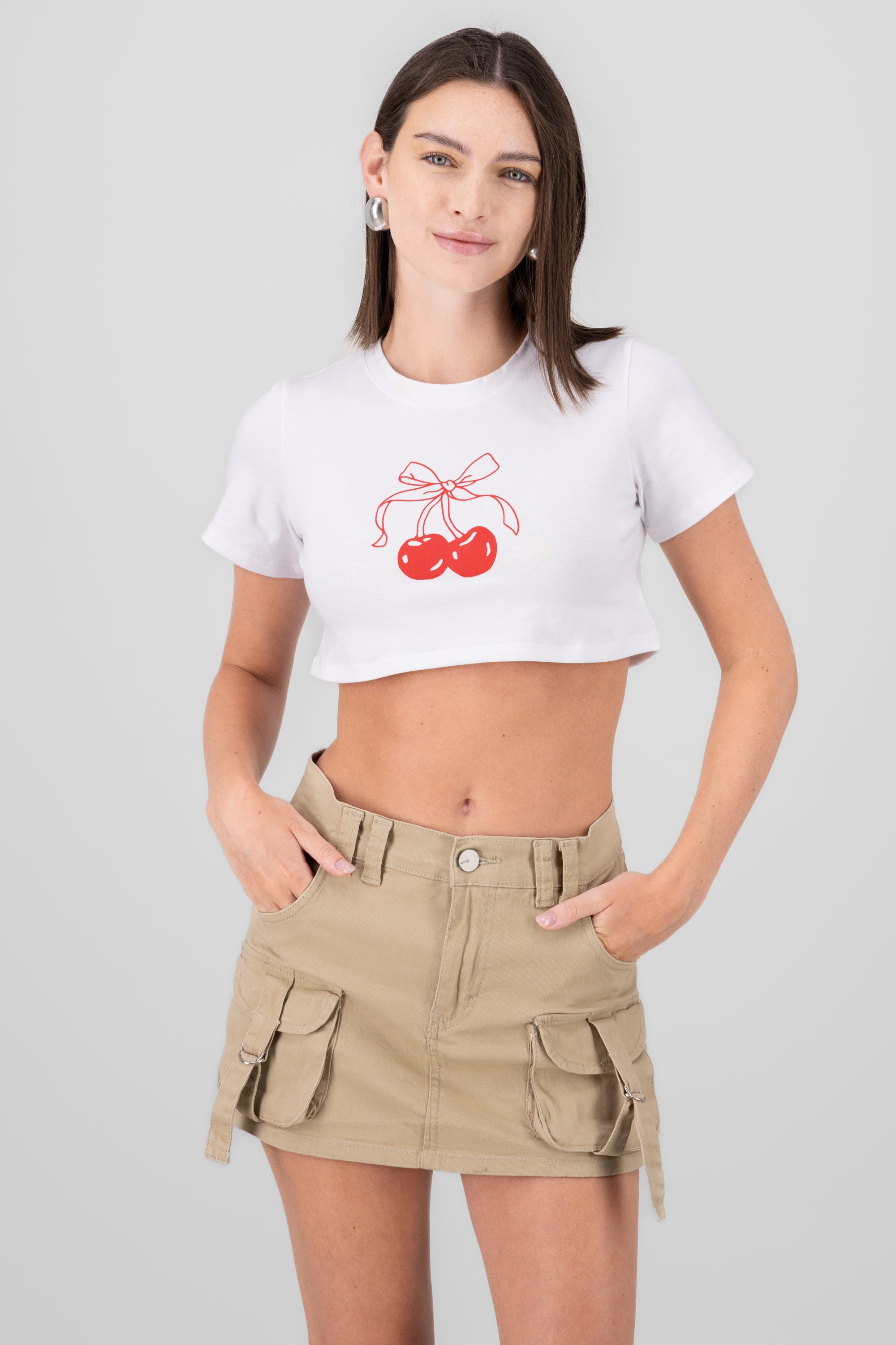 Playera con estampado de cereza ROJO COMBO