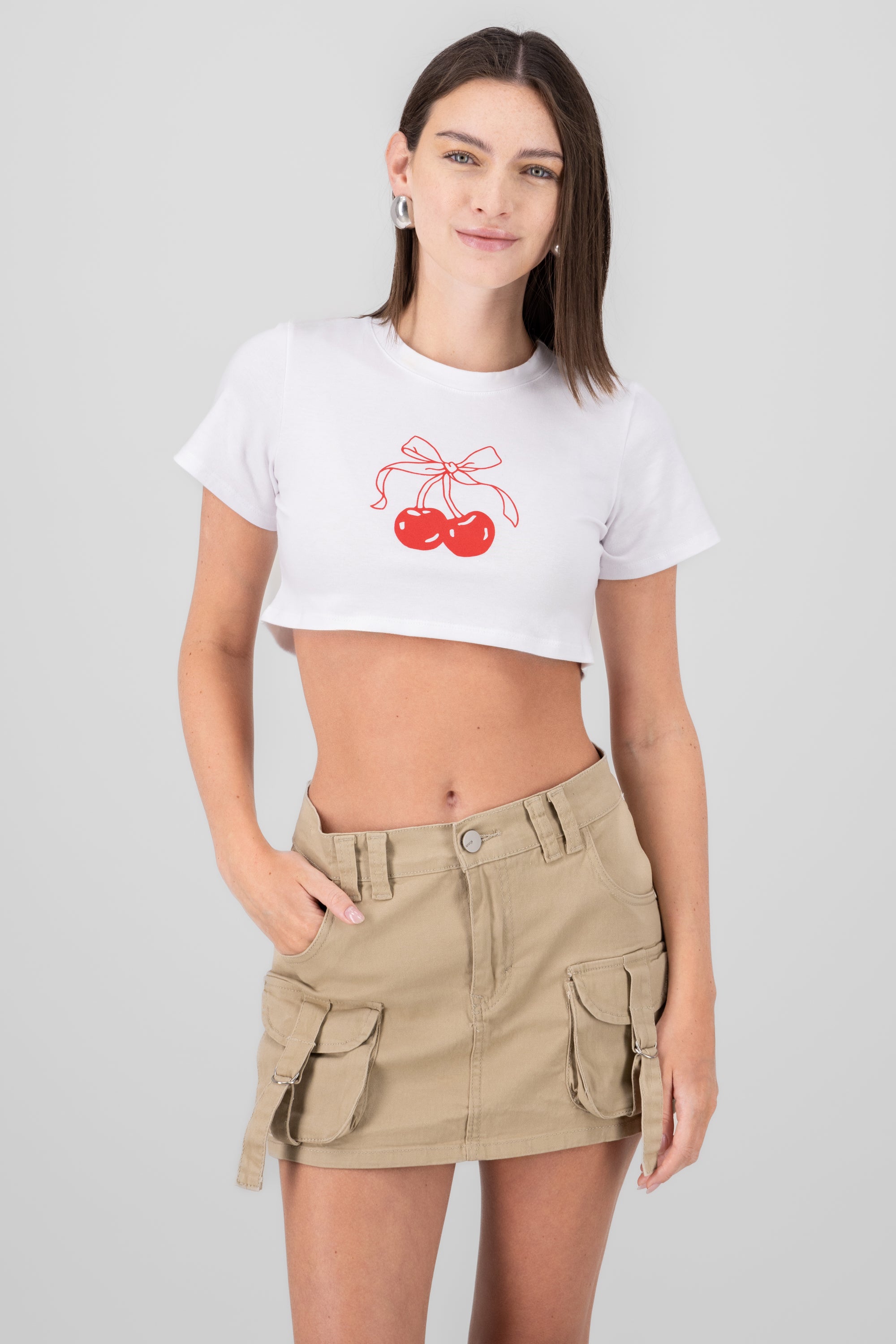 Playera con estampado de cereza ROJO COMBO