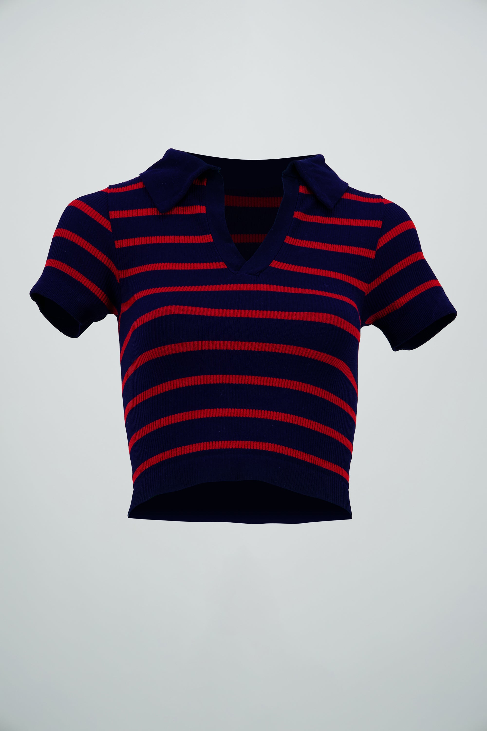 Top seamless rayas cuello polo MARINO