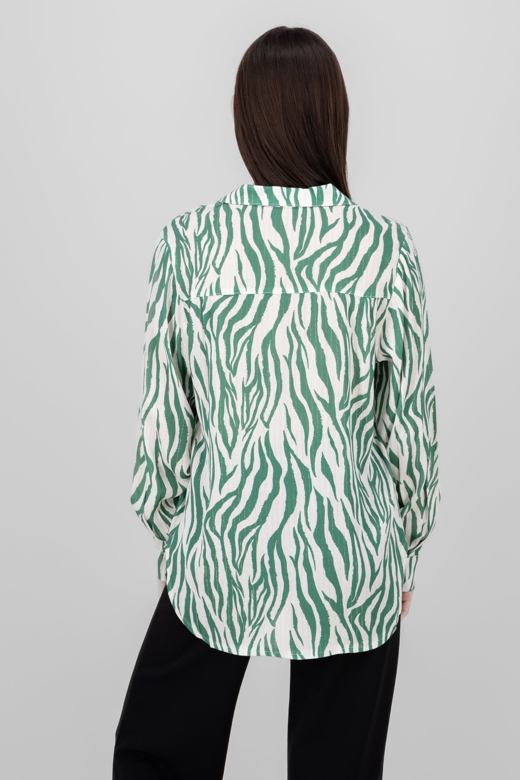 Camisa oversize fluida animal print VERDE COMBO