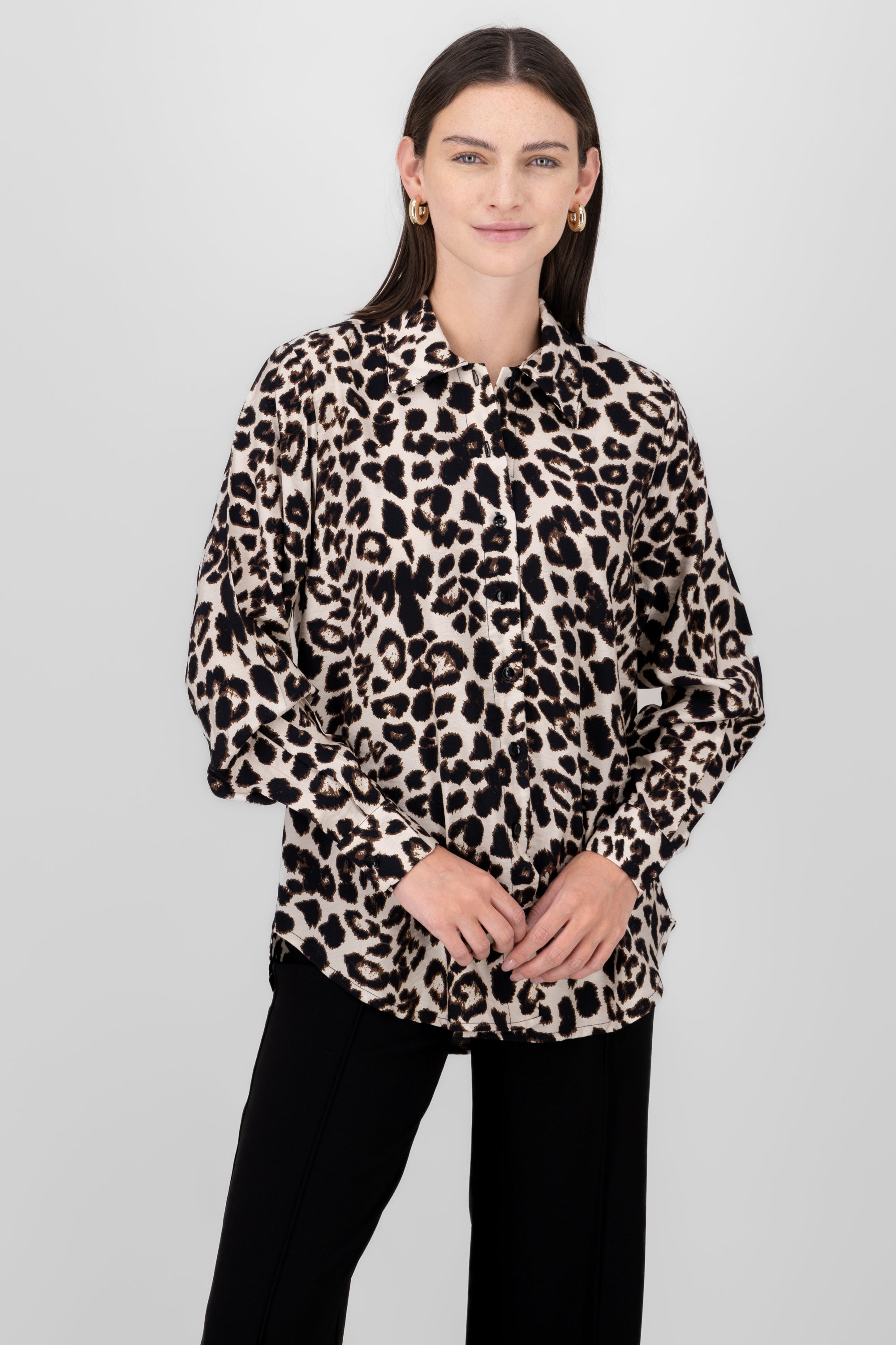 Camisa oversize animal print CAFE COMBO