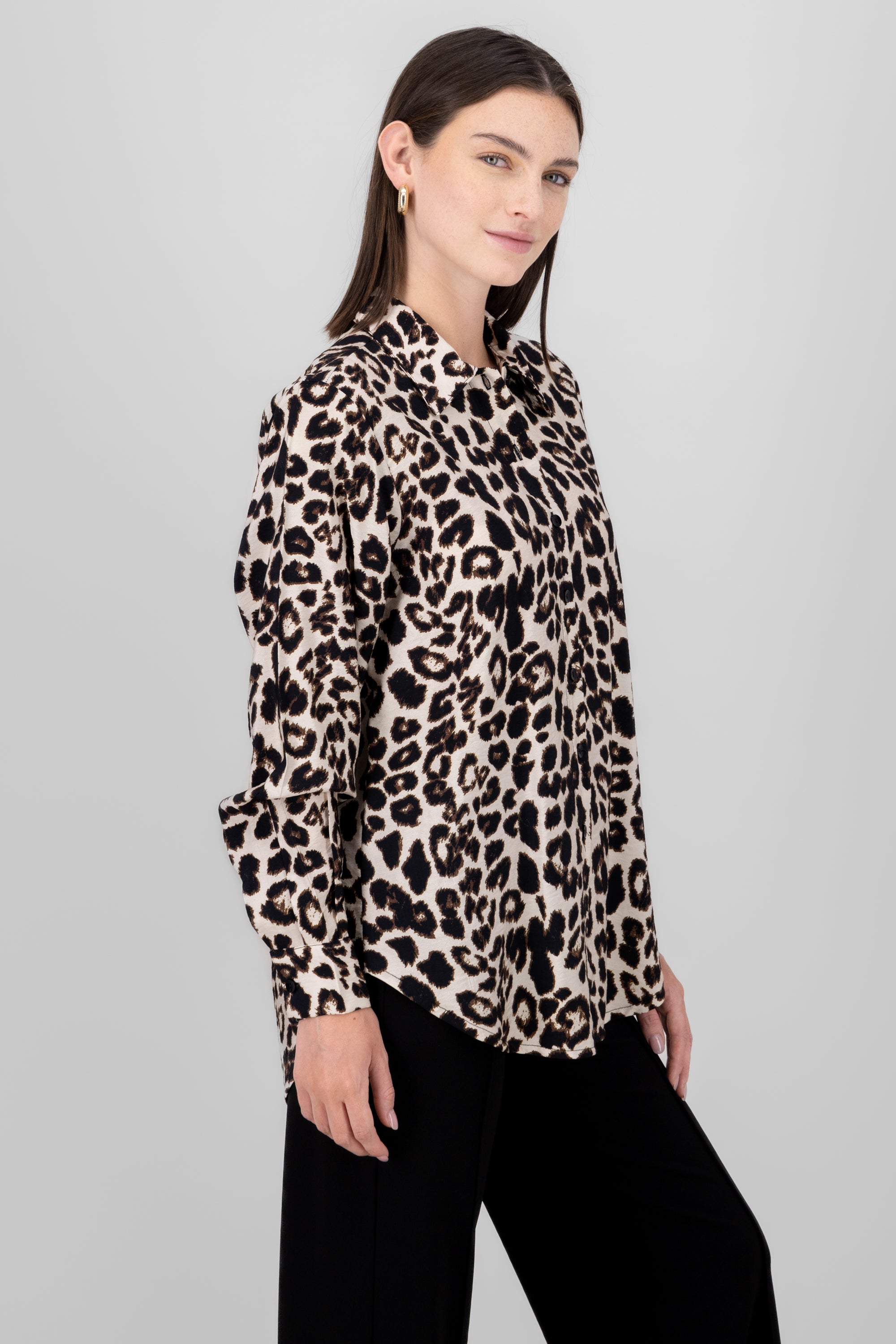 Camisa oversize animal print CAFE COMBO