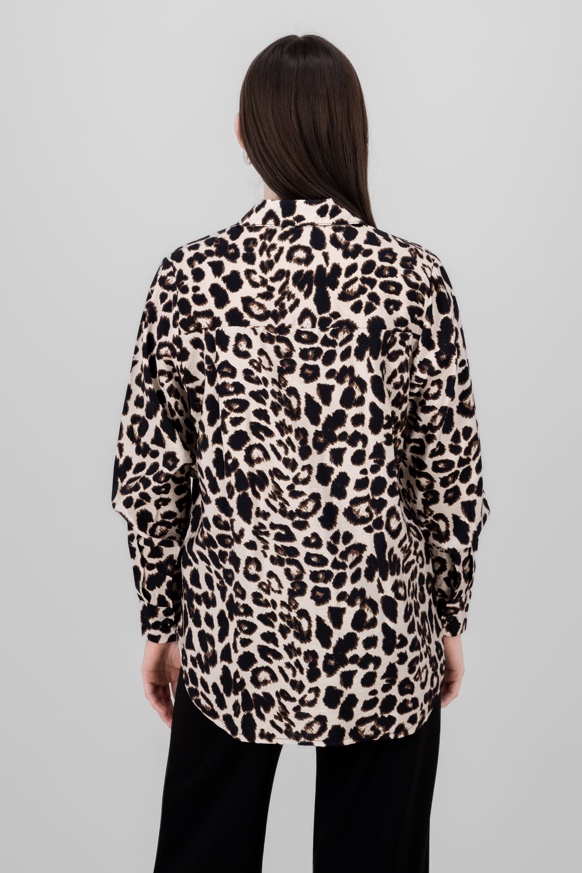 Camisa oversize animal print CAFE COMBO