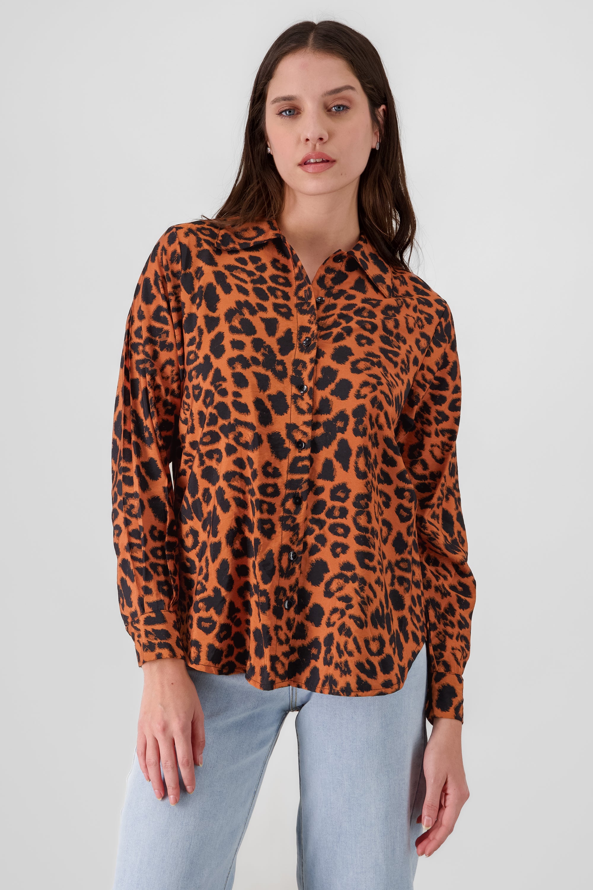 Camisa oversize animal print NEGRO COMBO