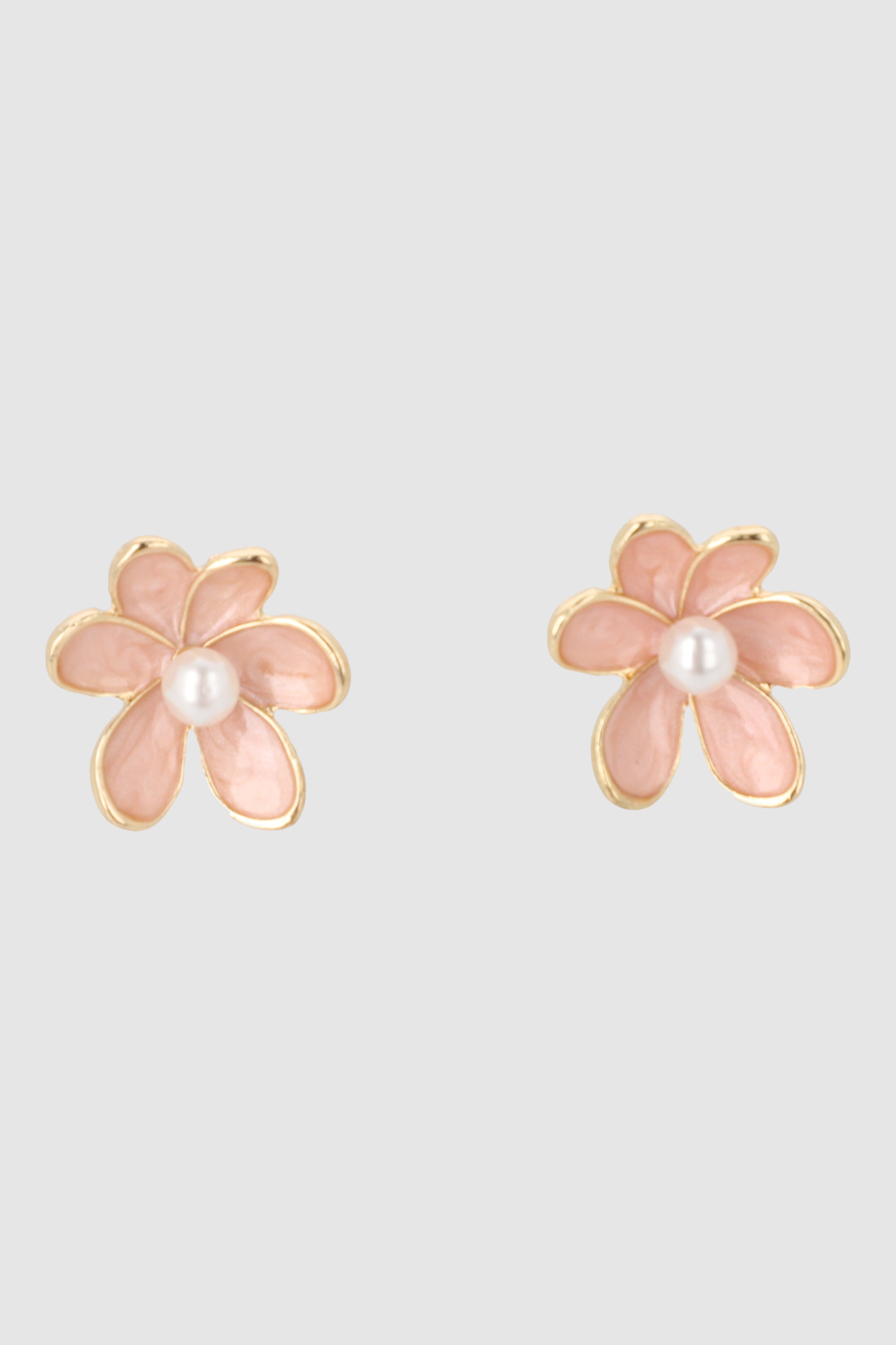 Aretes flores metalica nacarada ROSA