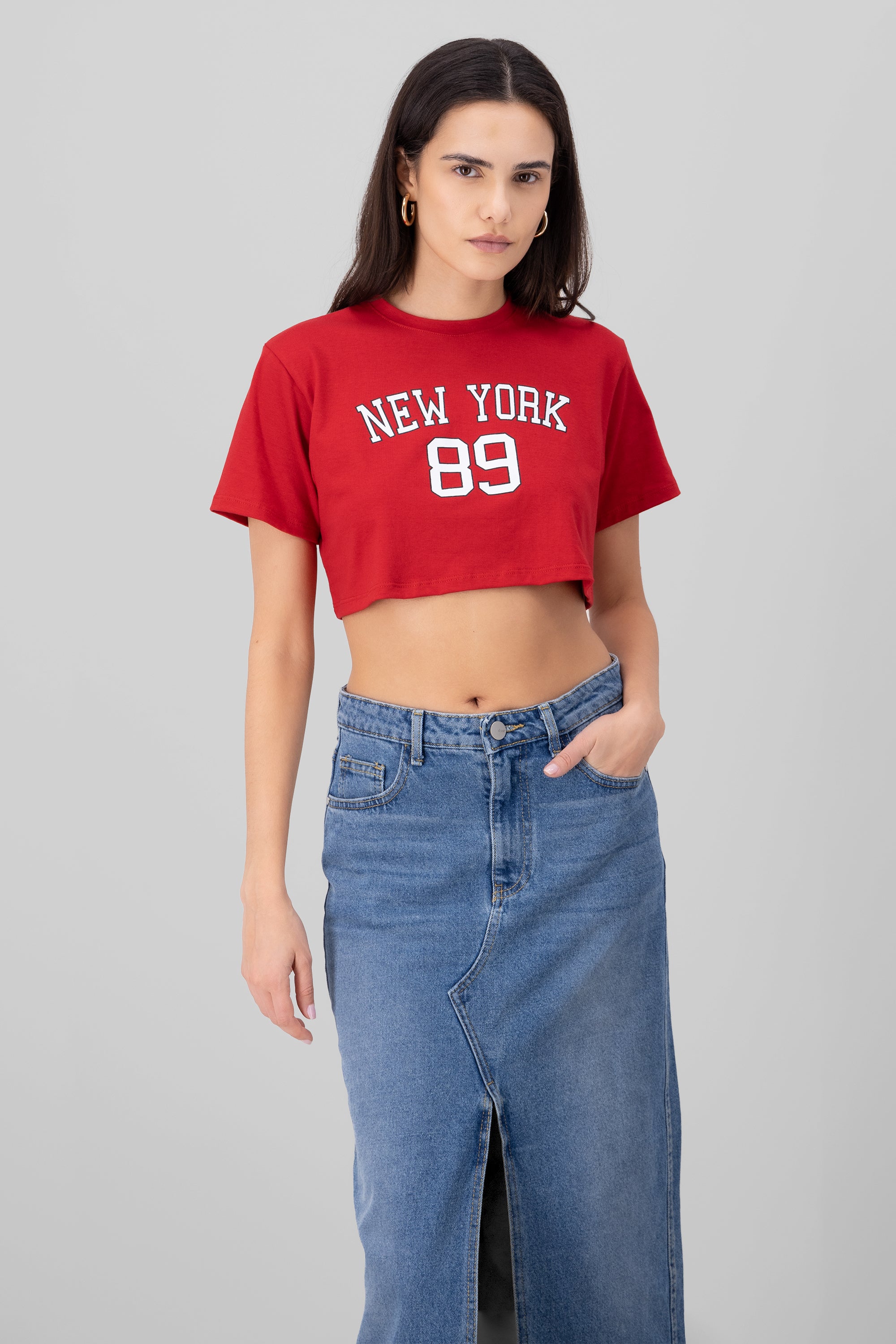 Playera corta NY 89 ROJO COMBO