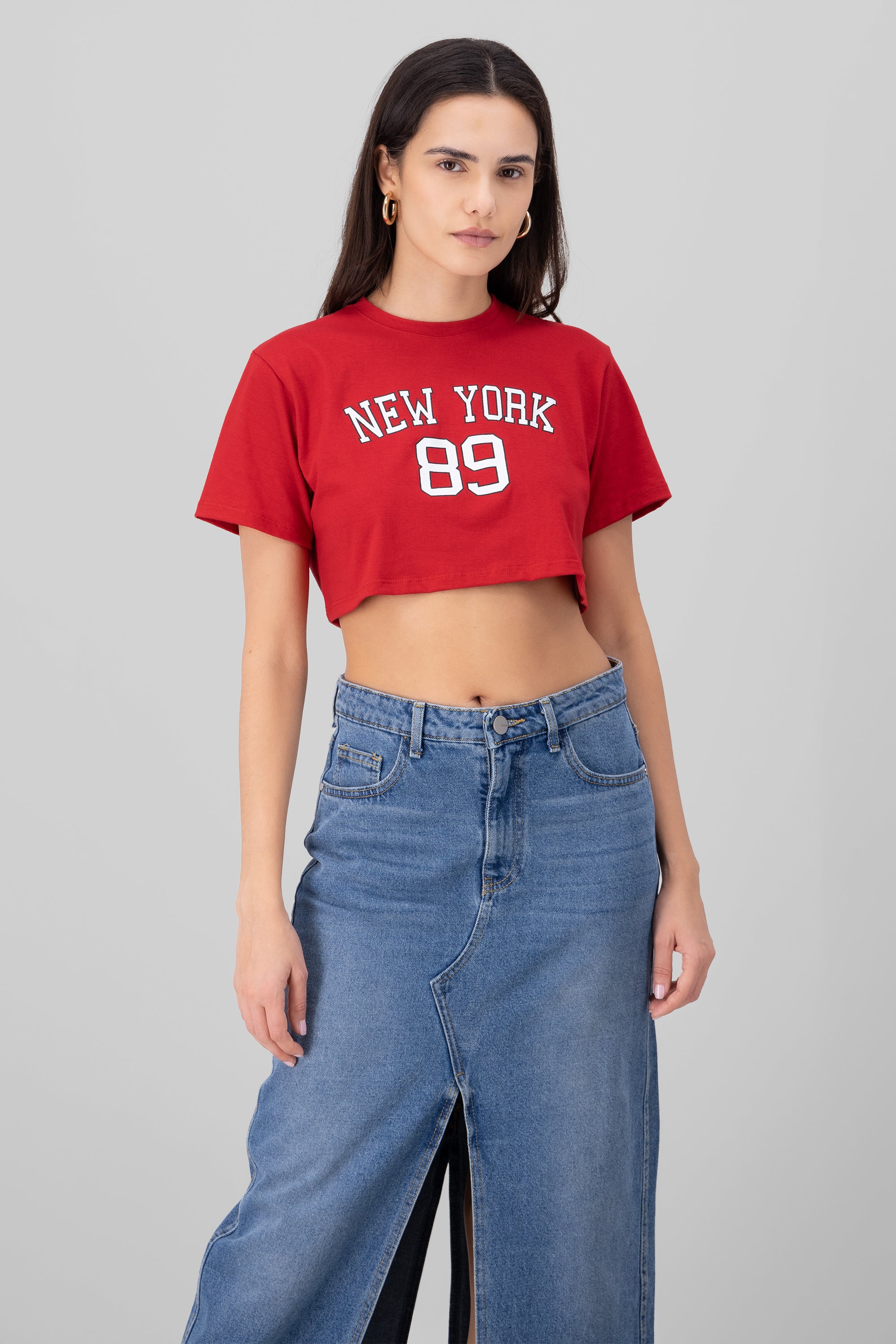 Playera corta NY 89 ROJO COMBO