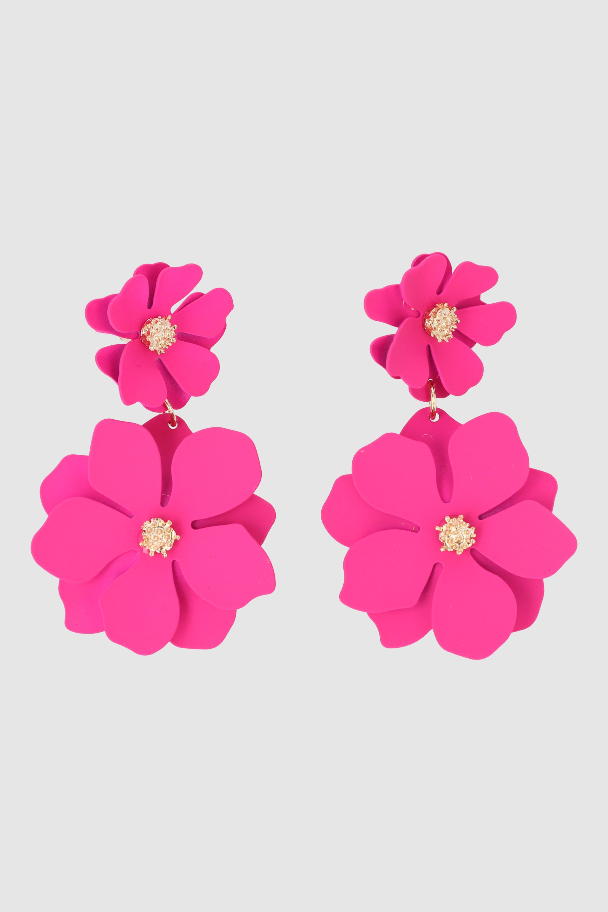 Aretes doble flor color ROSA