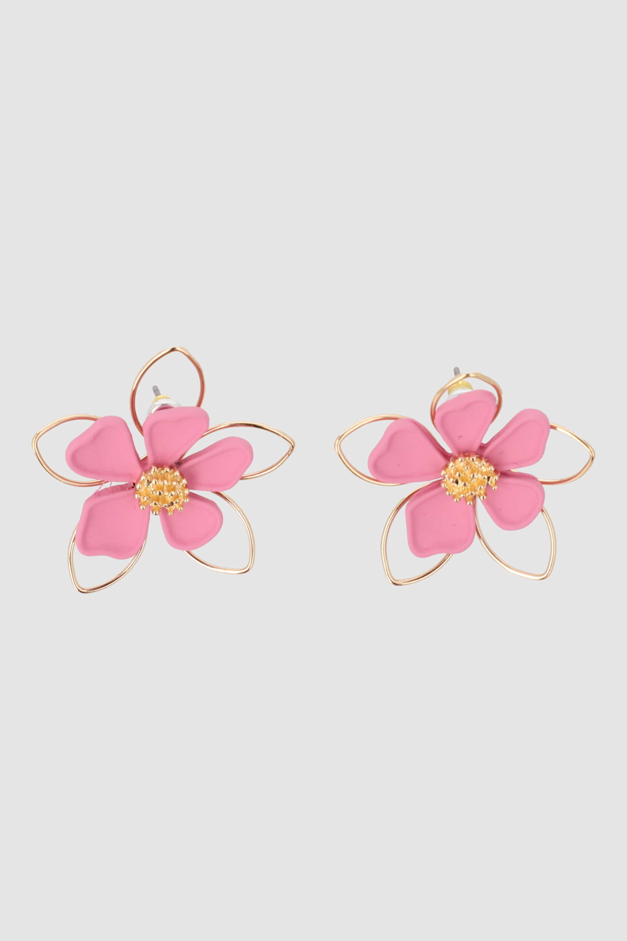 ARETES DOBLE FLOR COLOR MALVA