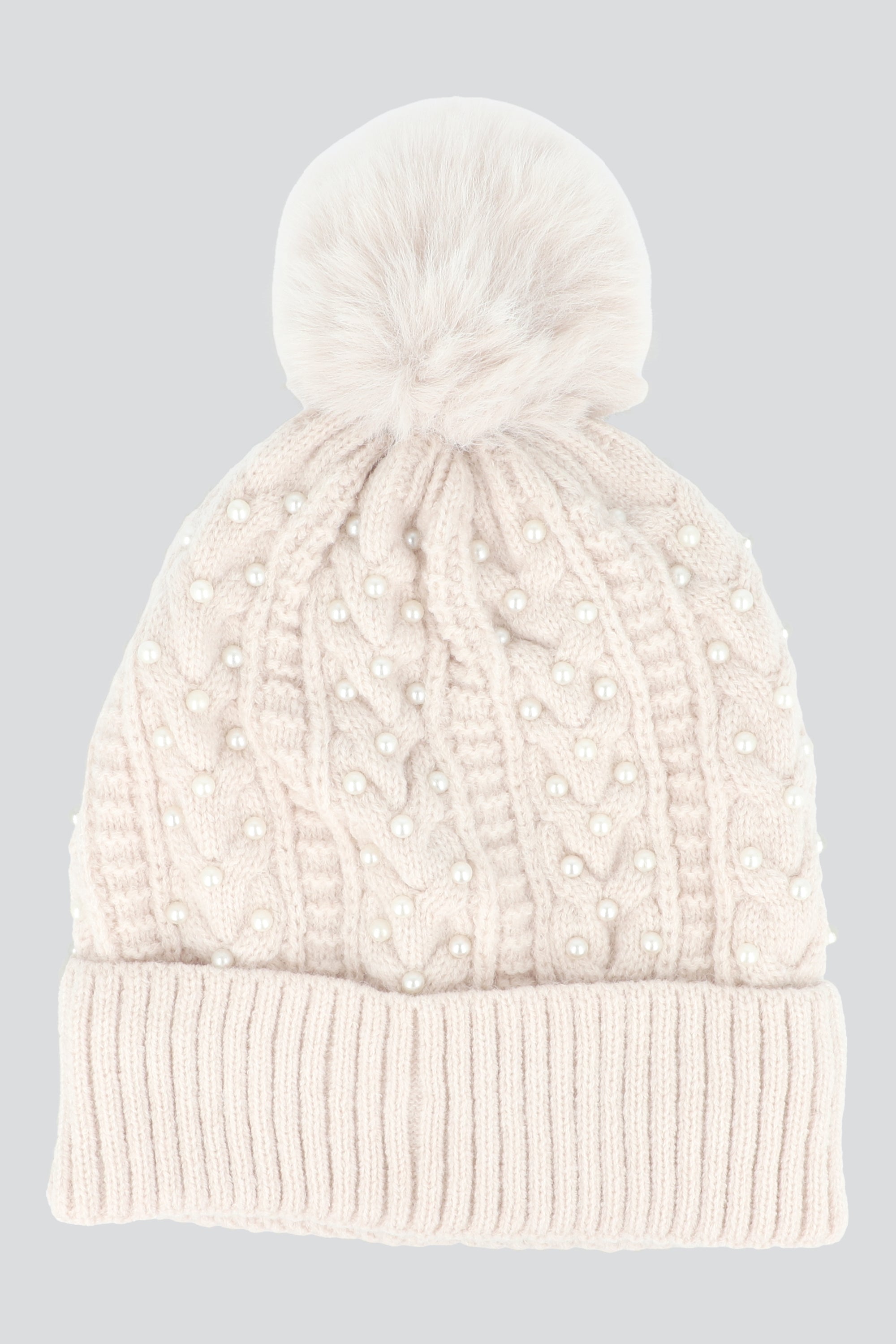 Beanie aplicaciones perlas HUESO