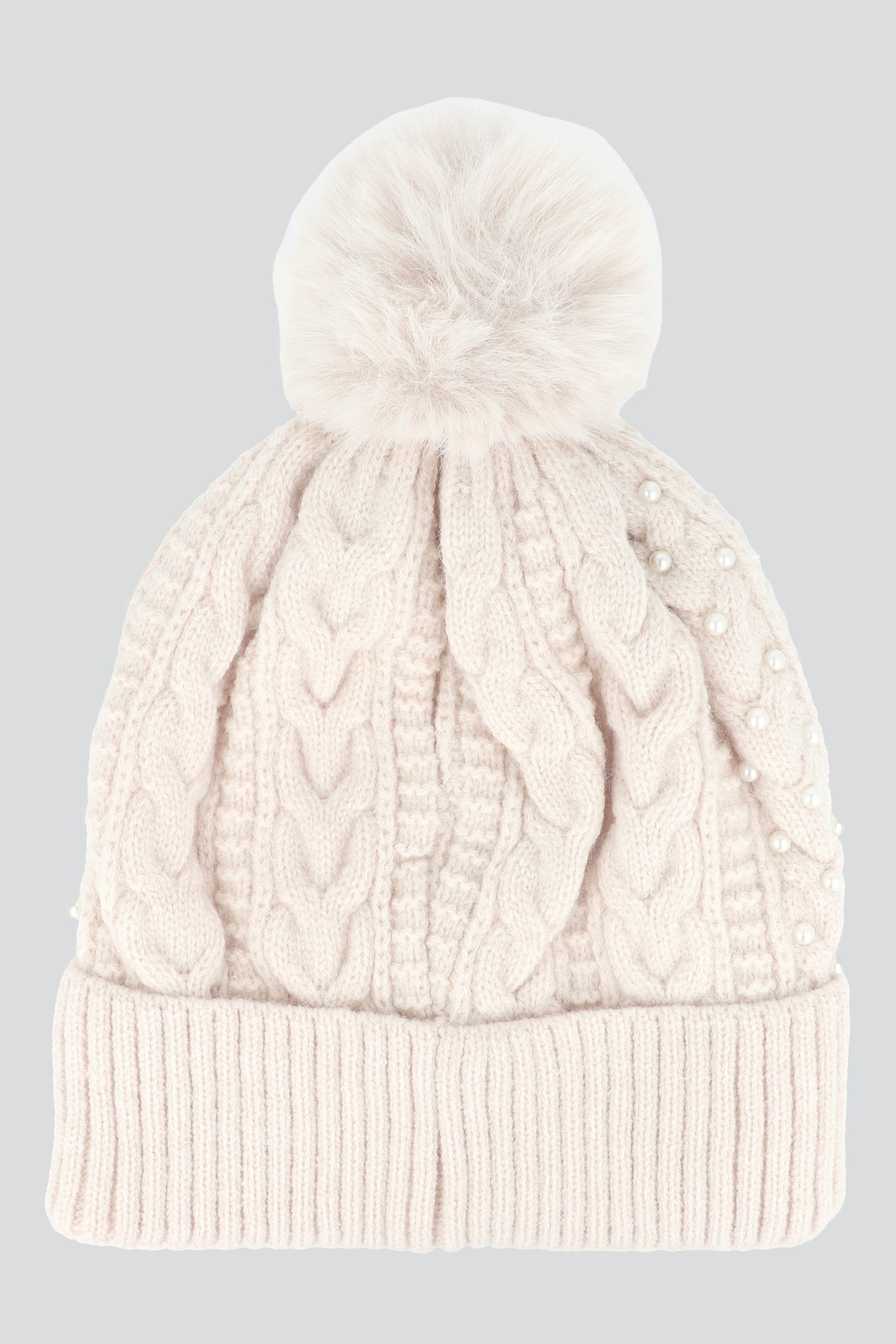 Beanie aplicaciones perlas HUESO