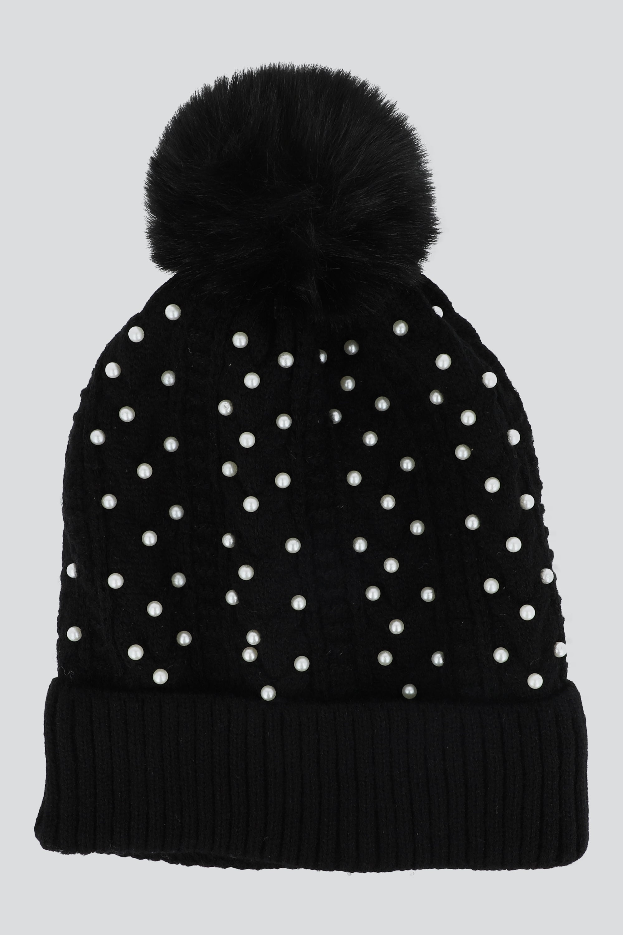 Beanie aplicaciones perlas NEGRO