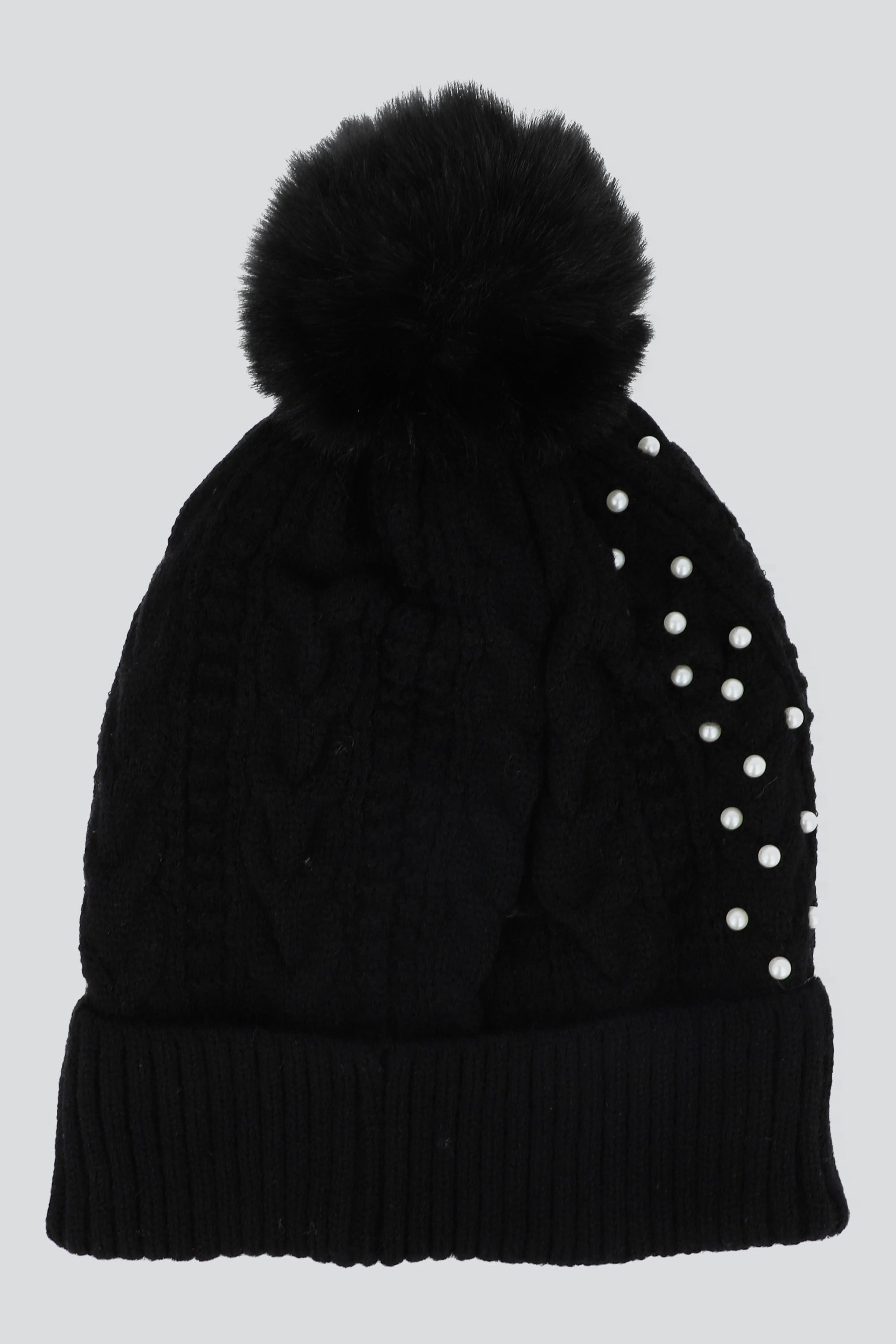 Beanie aplicaciones perlas NEGRO