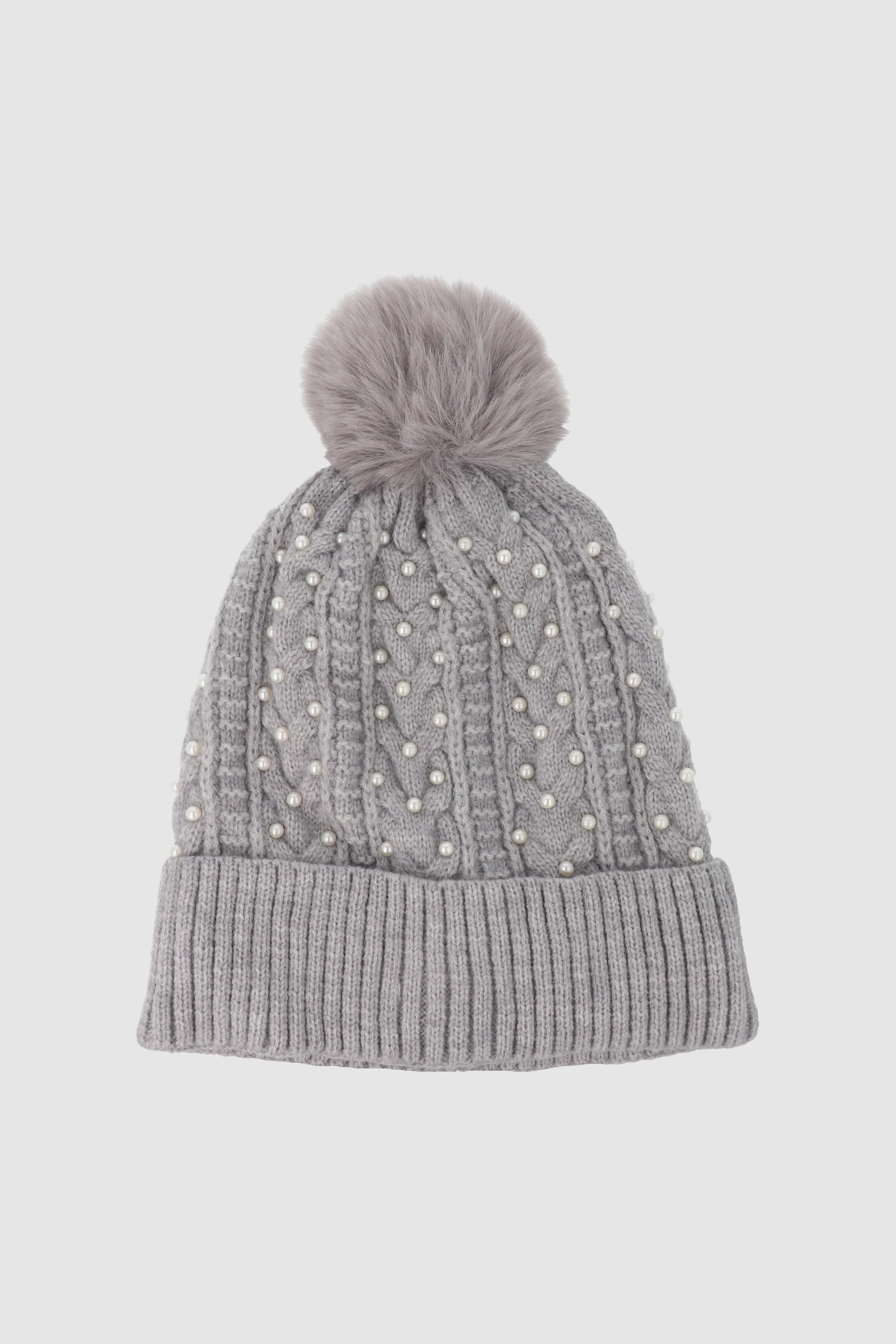 Beanie aplicaciones perlas GRIS