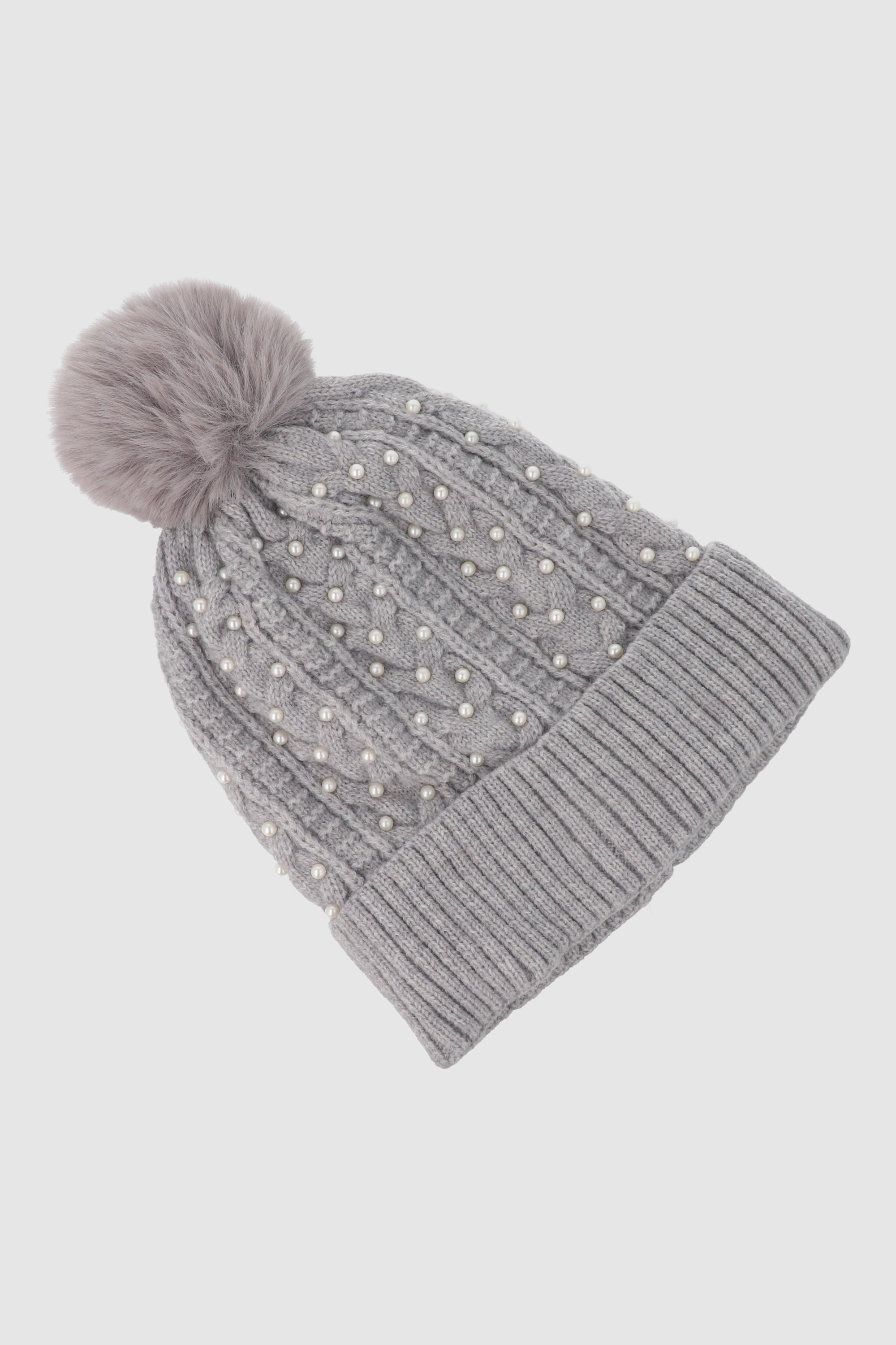 Beanie aplicaciones perlas GRIS