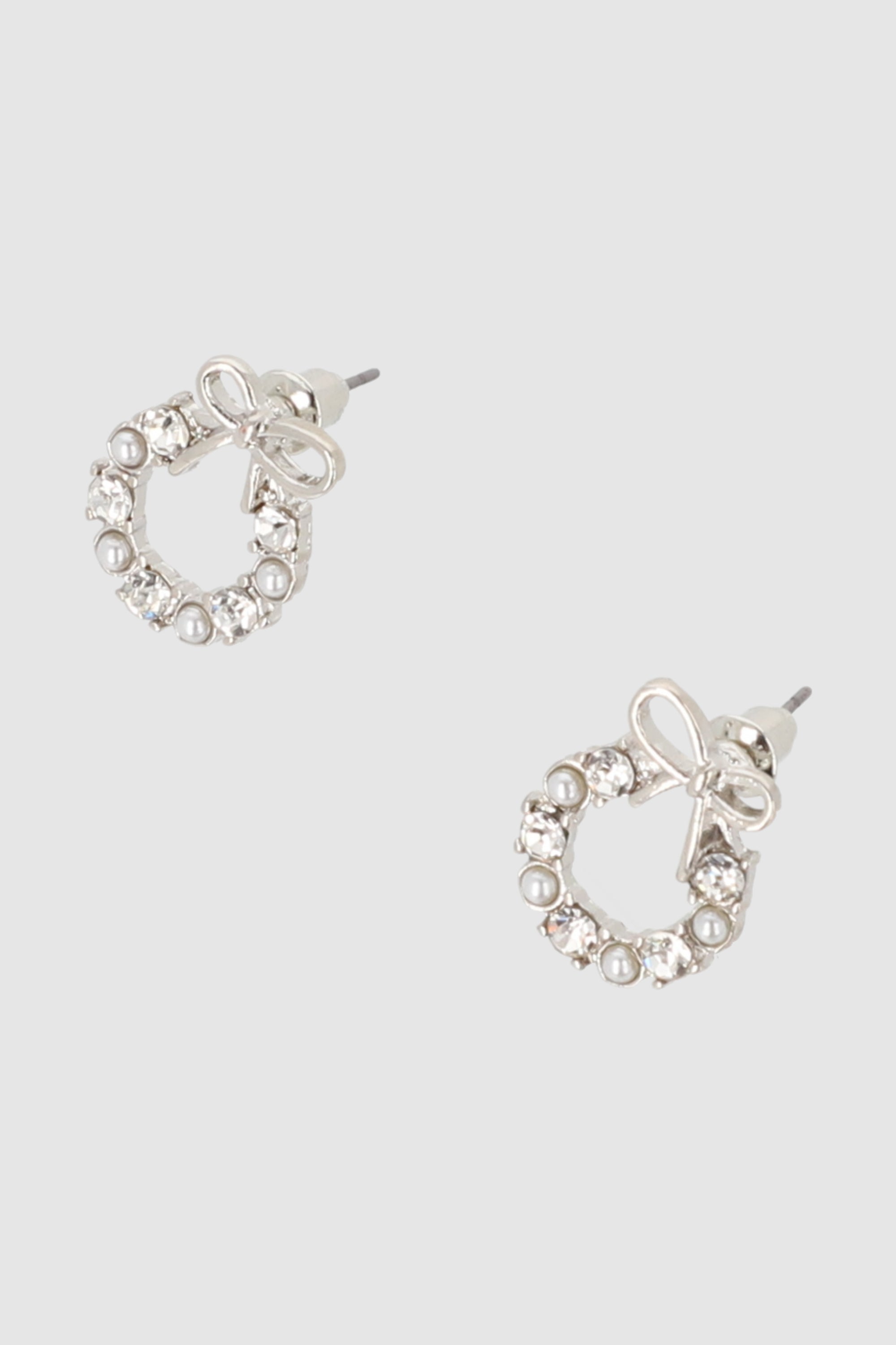 ARETES CORONA NAVIDEÑA PLATA