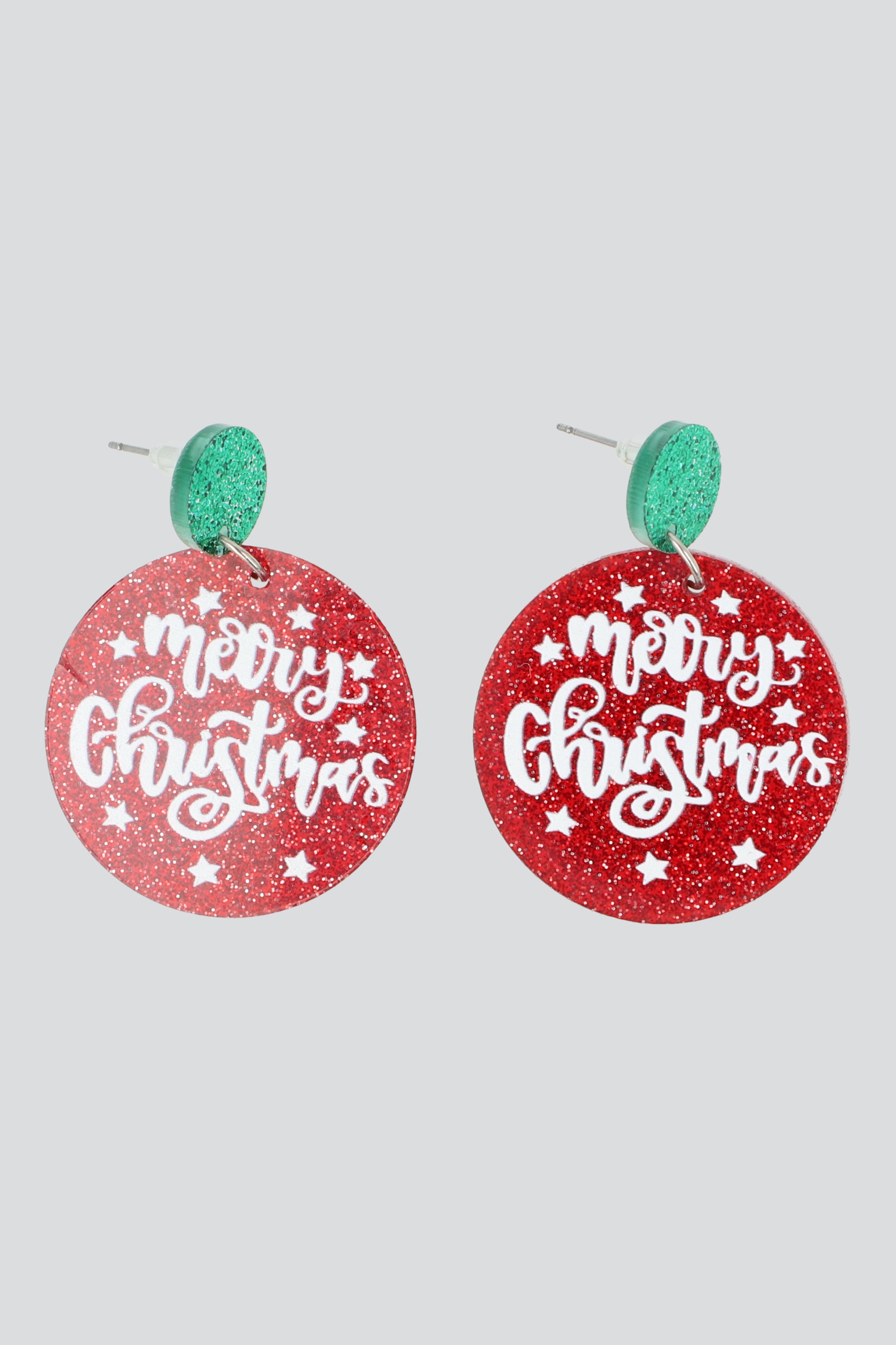 ARETES CIRCULO MERRY CHRISTMAS ROJO