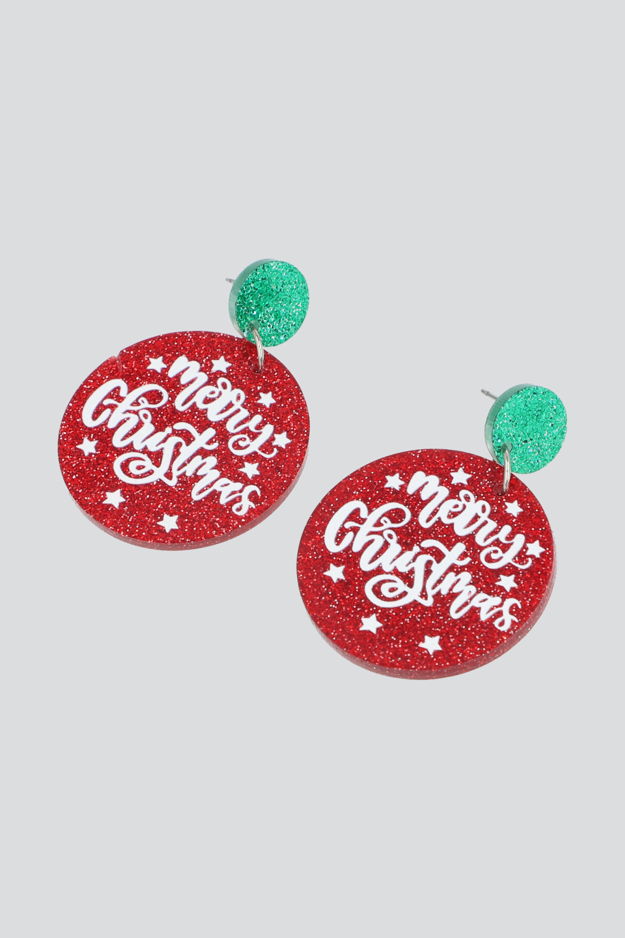 ARETES CIRCULO MERRY CHRISTMAS ROJO