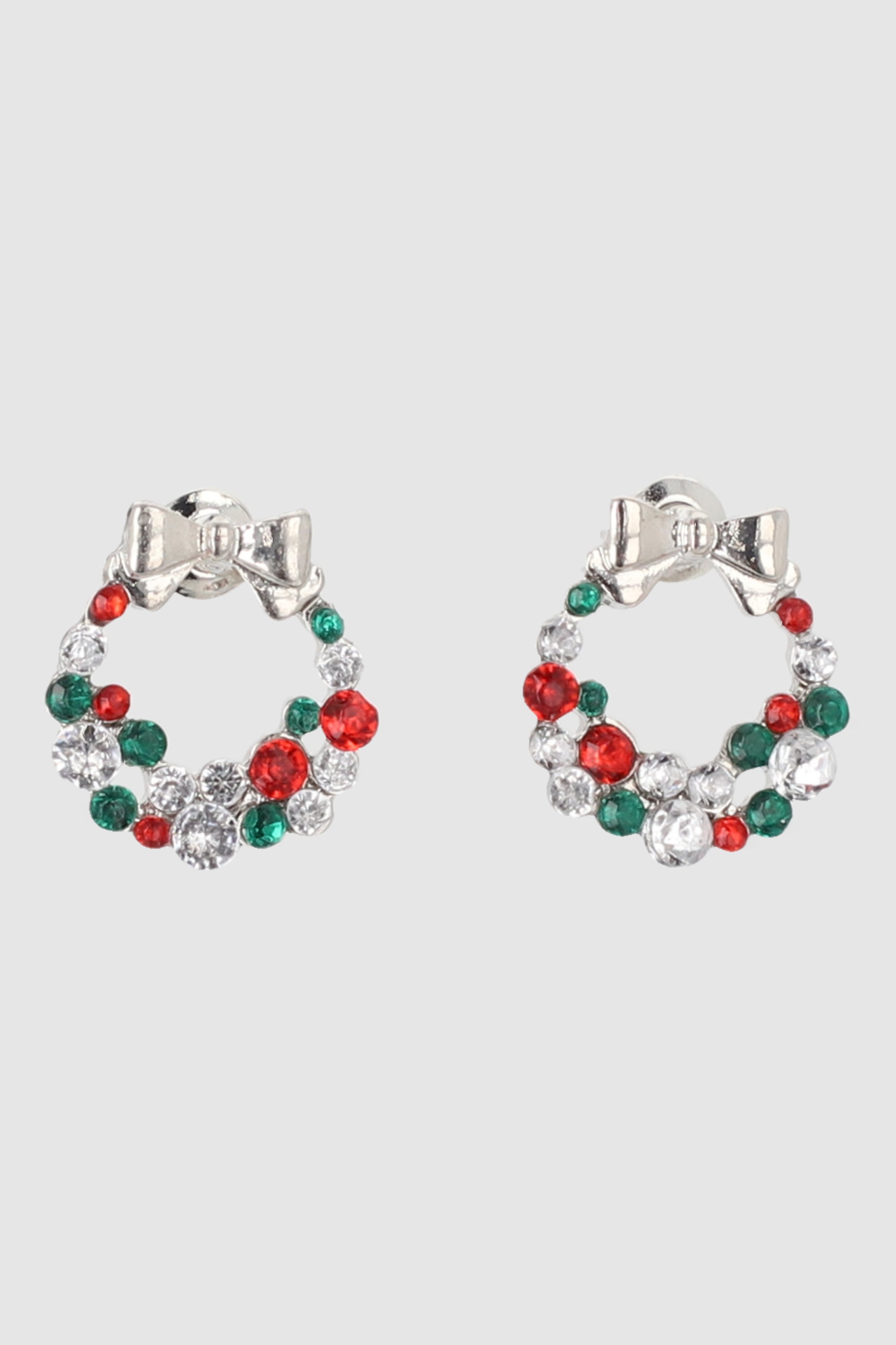 ARETES CORONA NAVIDEÑA PLATA