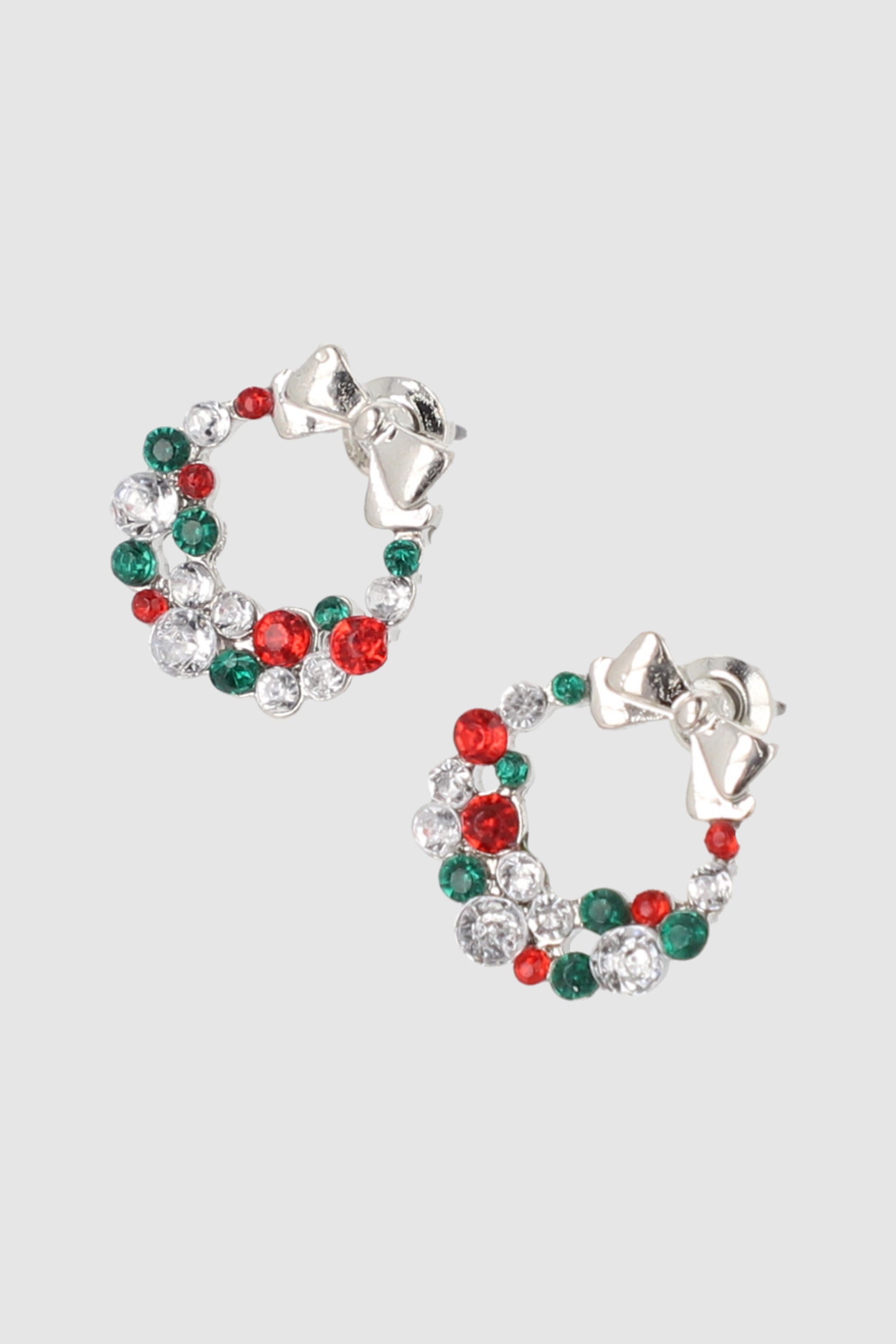 ARETES CORONA NAVIDEÑA PLATA