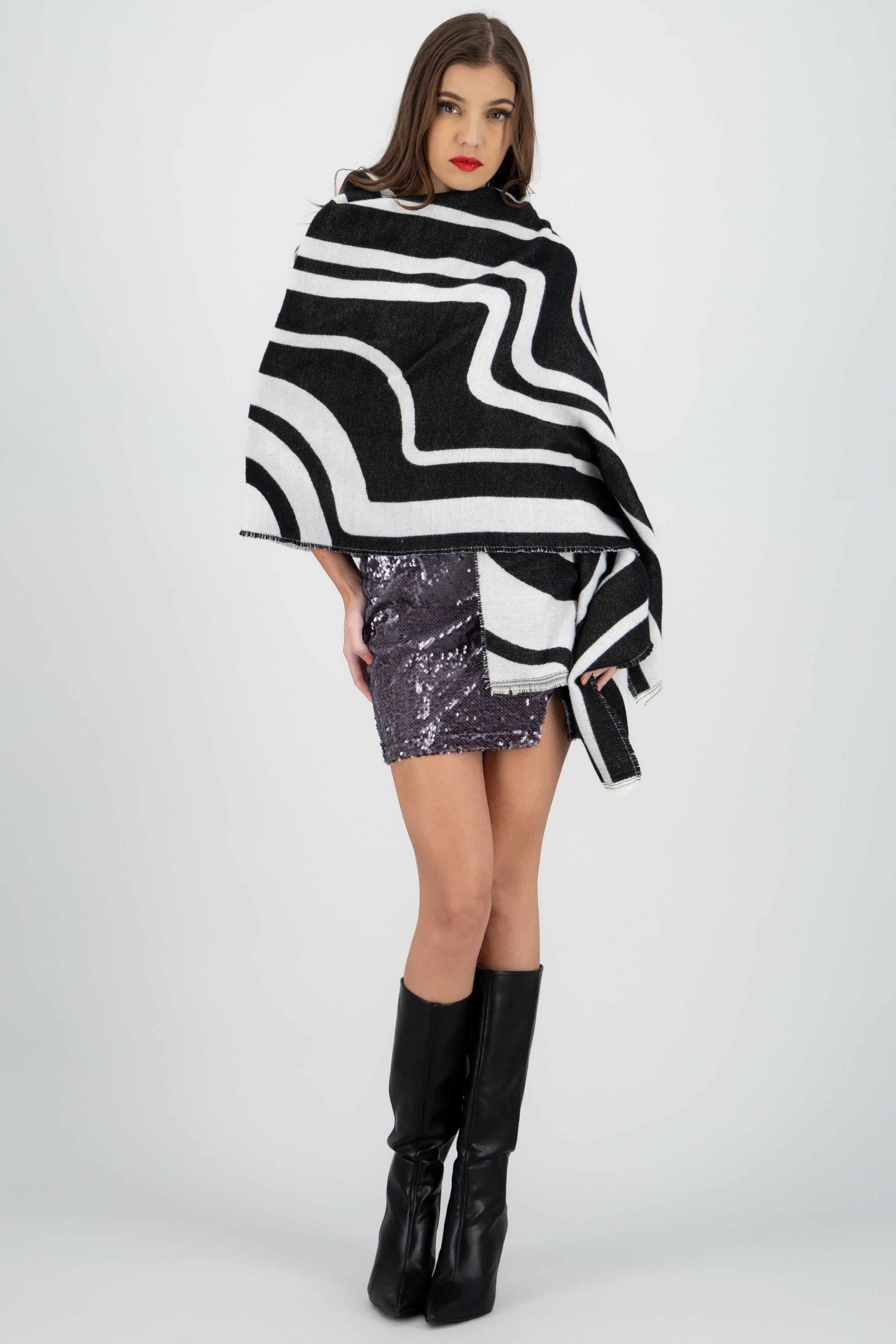 Bufanda print ondas NEGRO