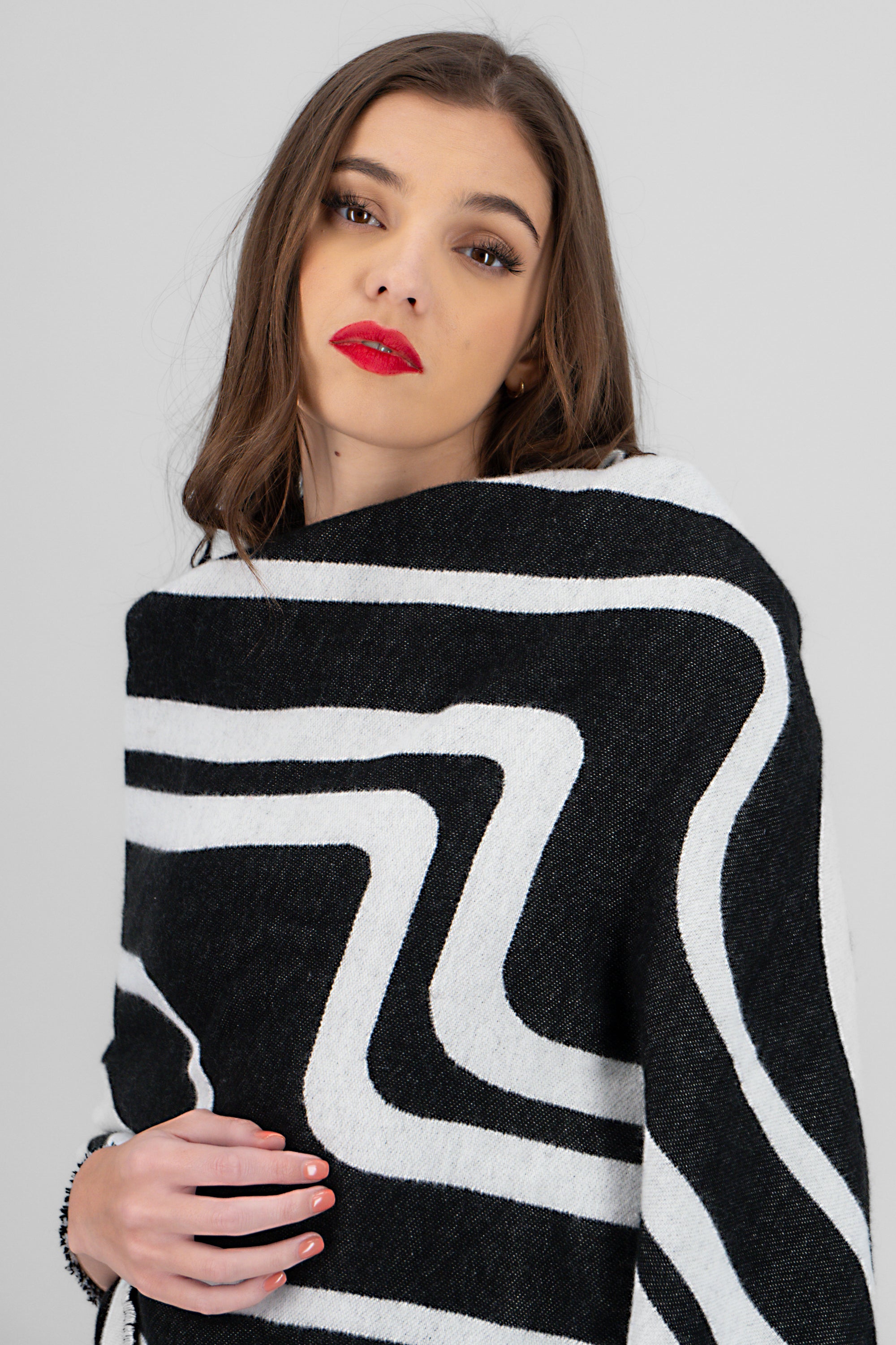 Bufanda print ondas NEGRO