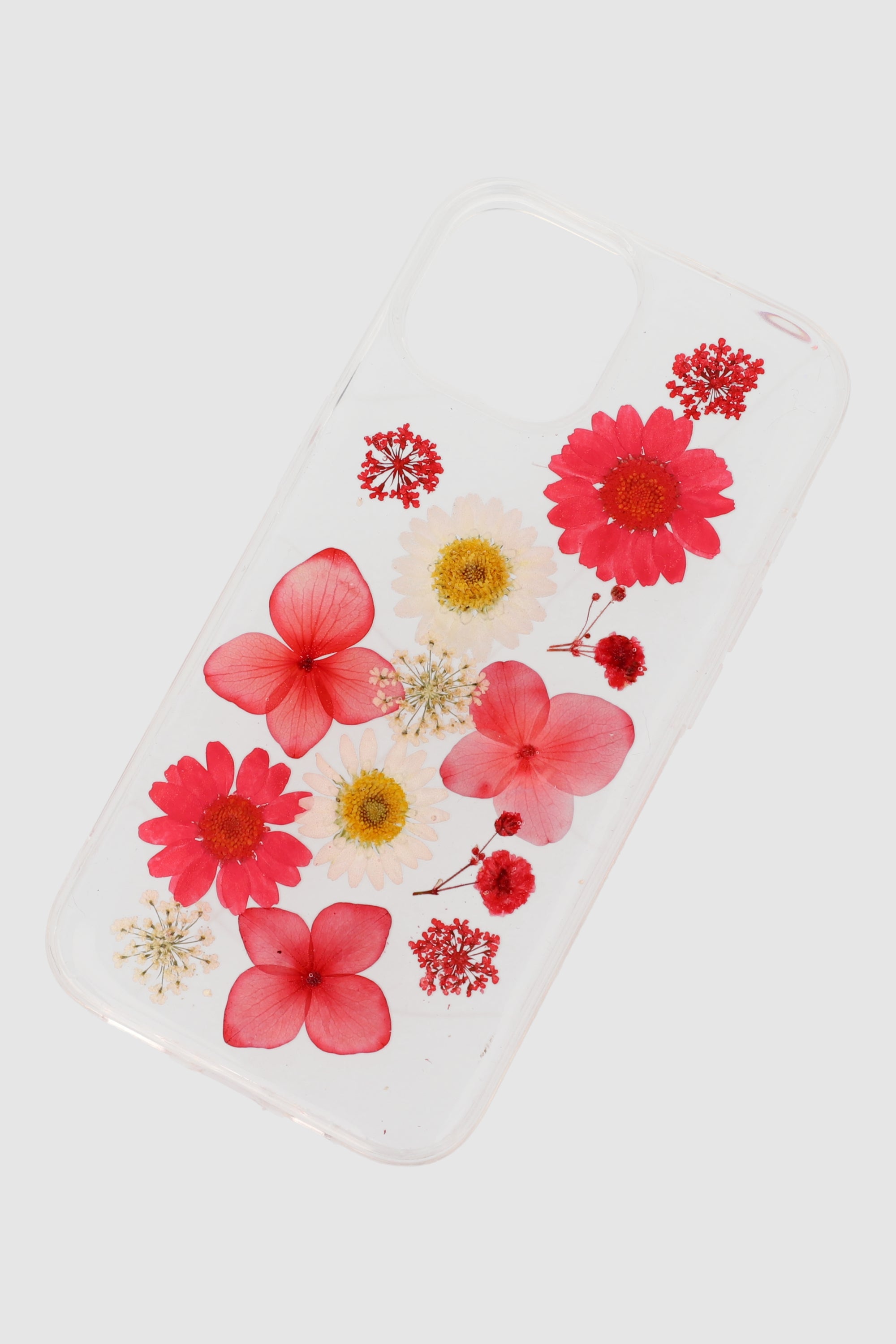 Funda cel i15 flores reales encapsuladas ROJO