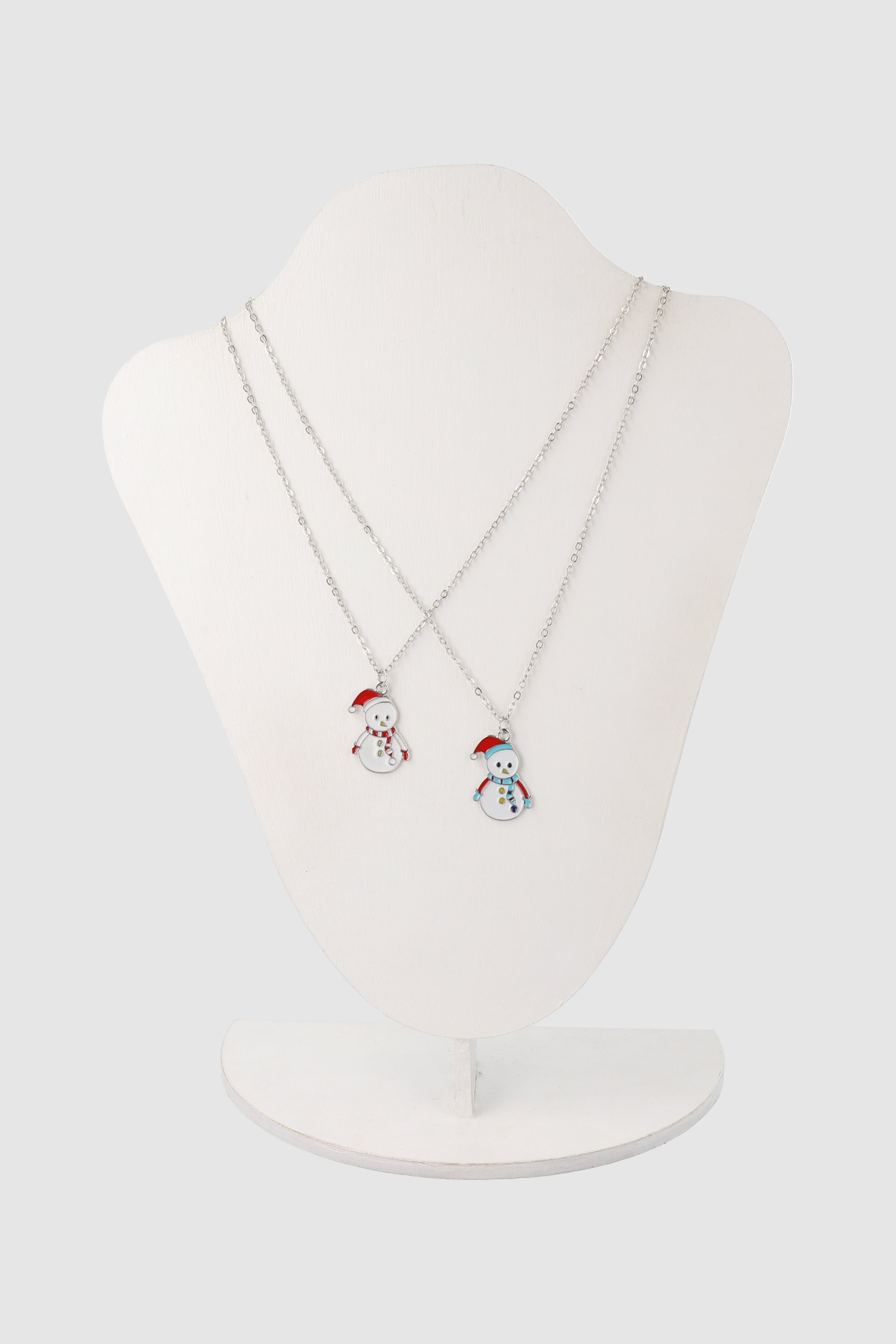 Set 2 collares muñeco de nieve PLATA