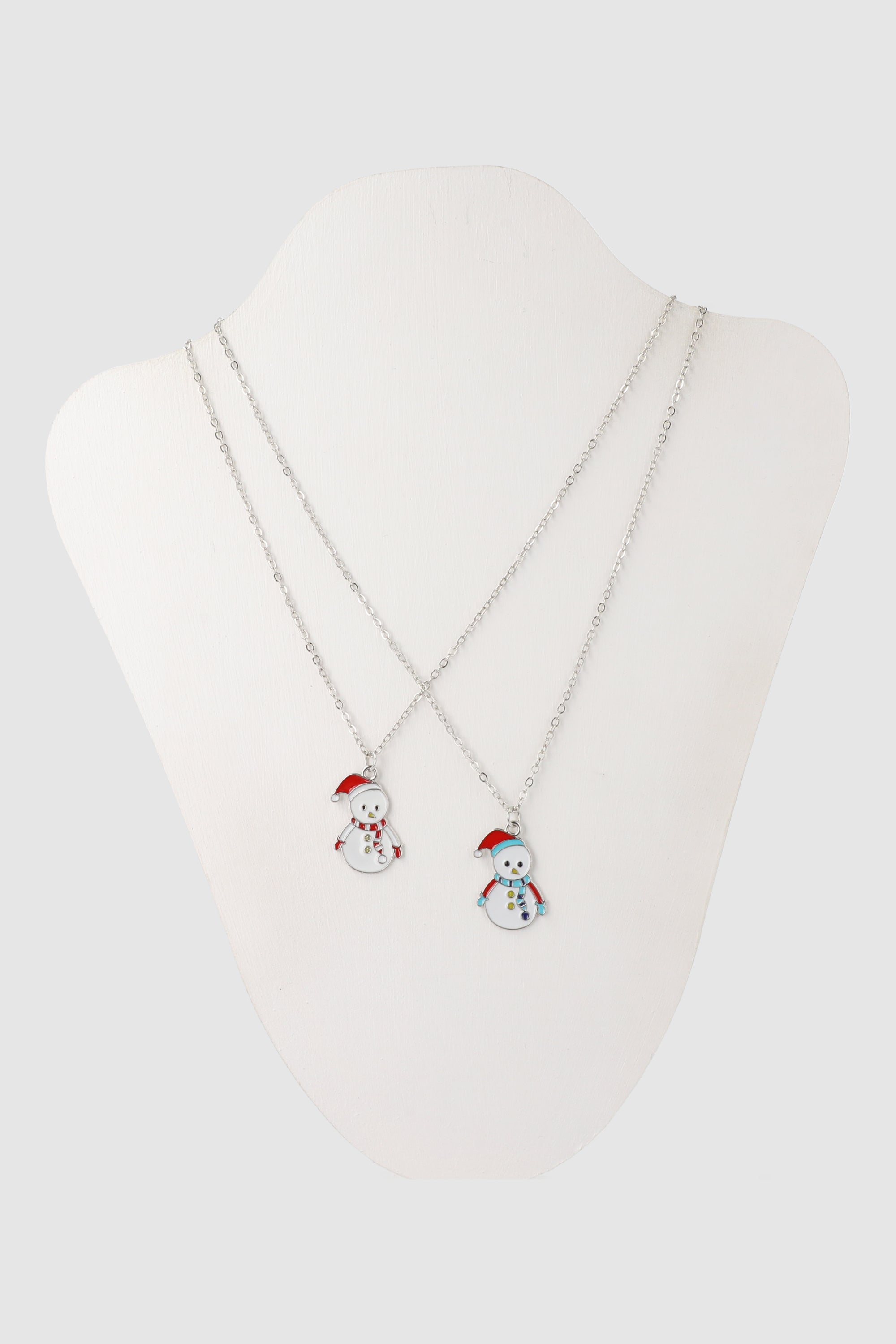 Set 2 collares muñeco de nieve PLATA