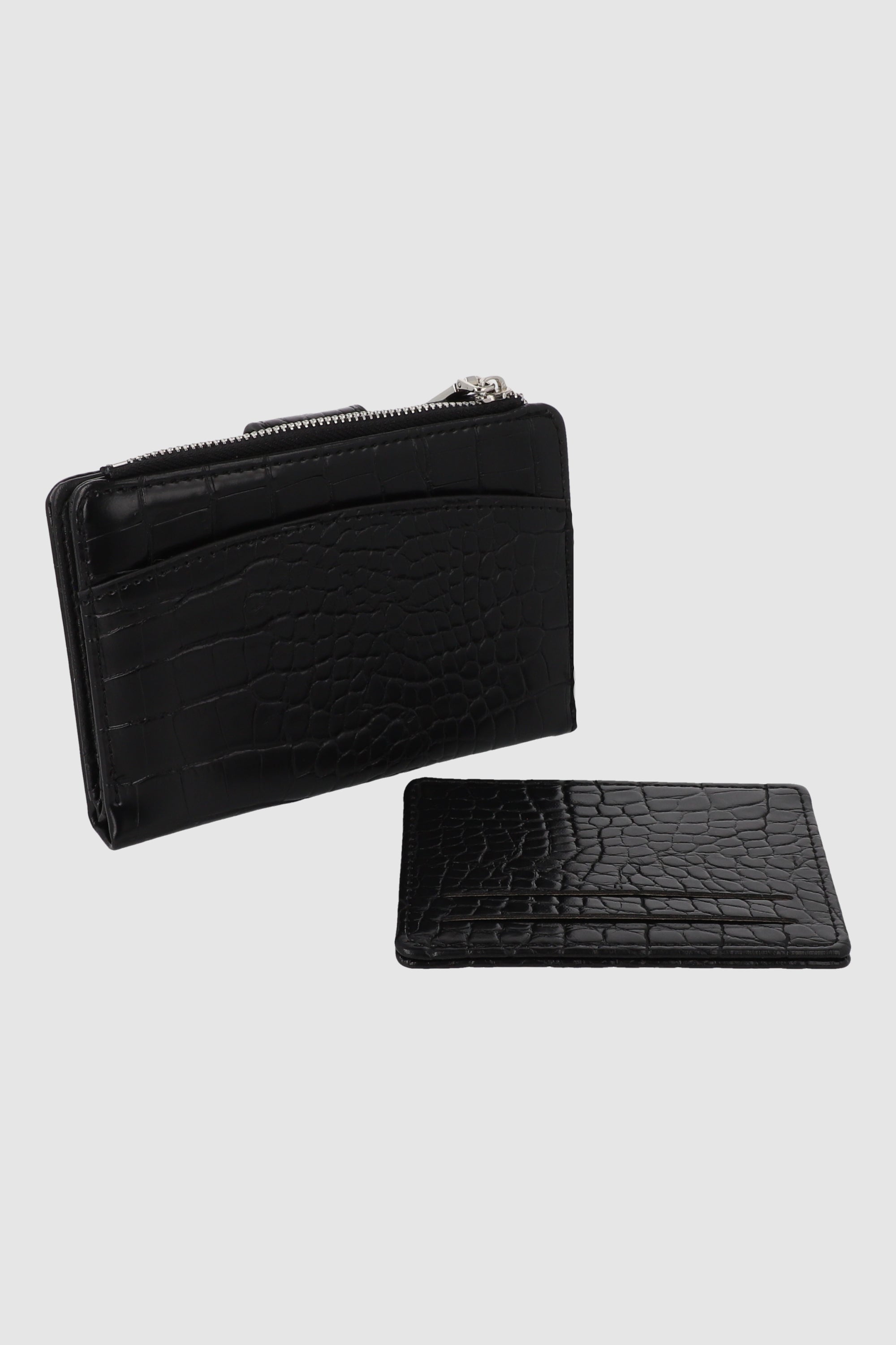 Cartera pequeña textura croco NEGRO