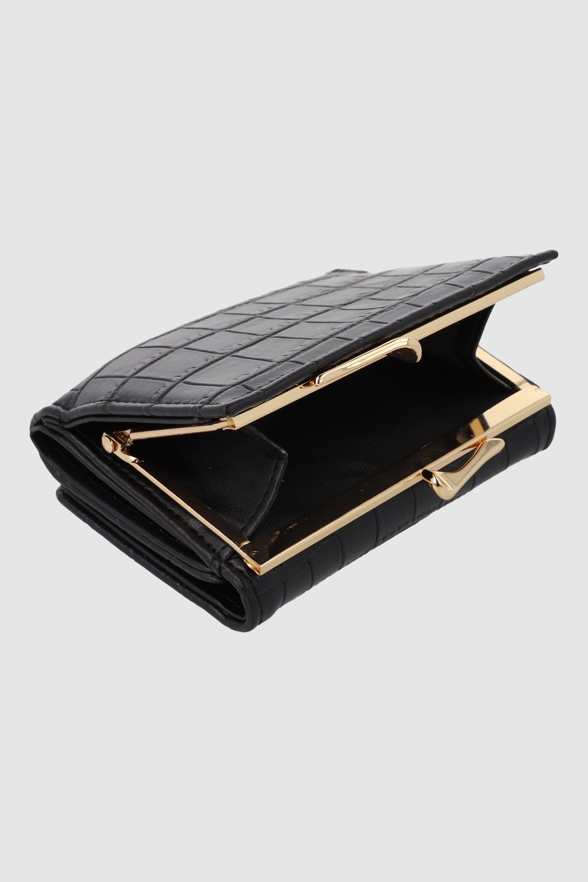 Cartera pequeña clutch croco NEGRO