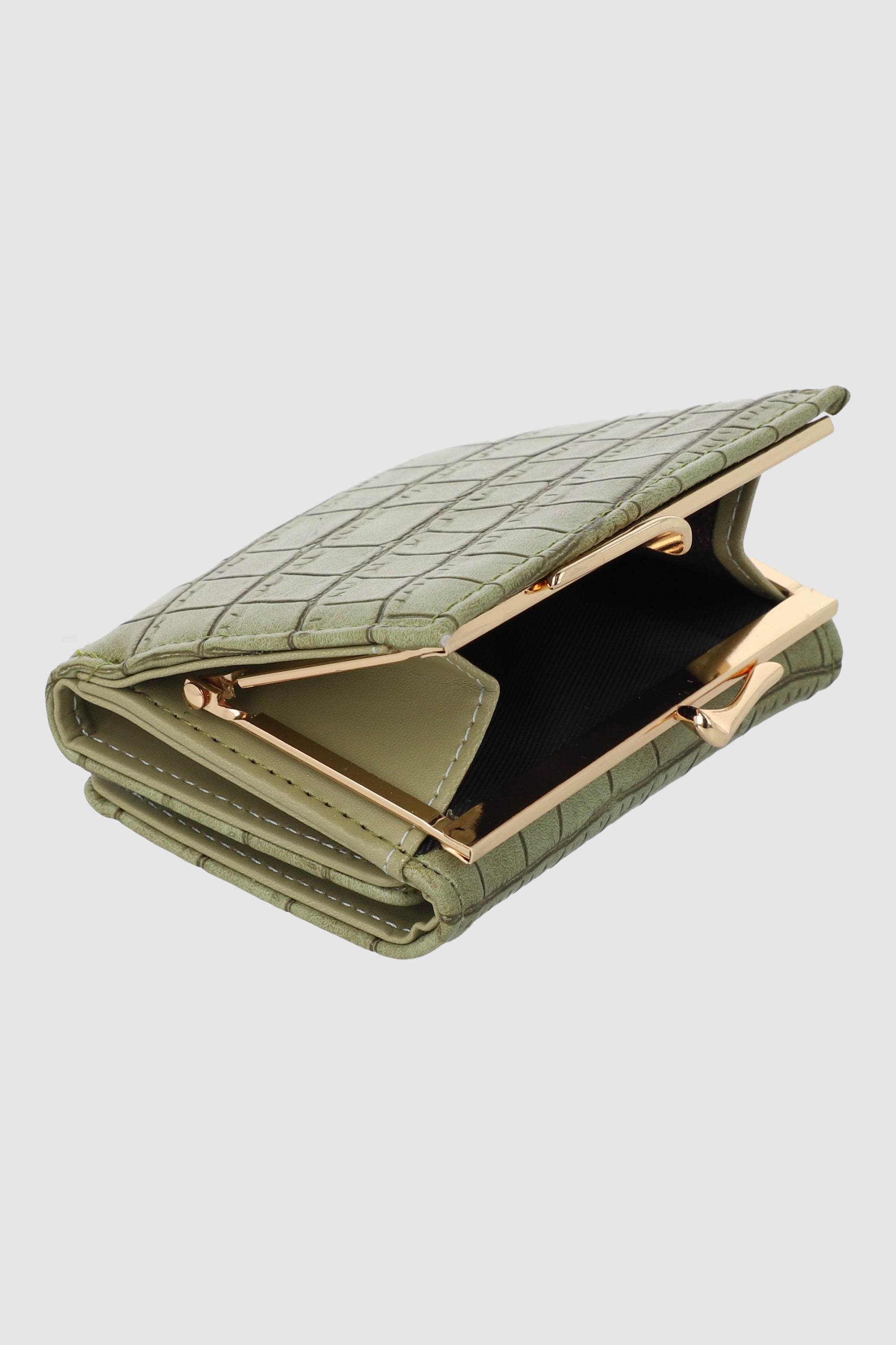 Cartera pequeña clutch croco OLIVO