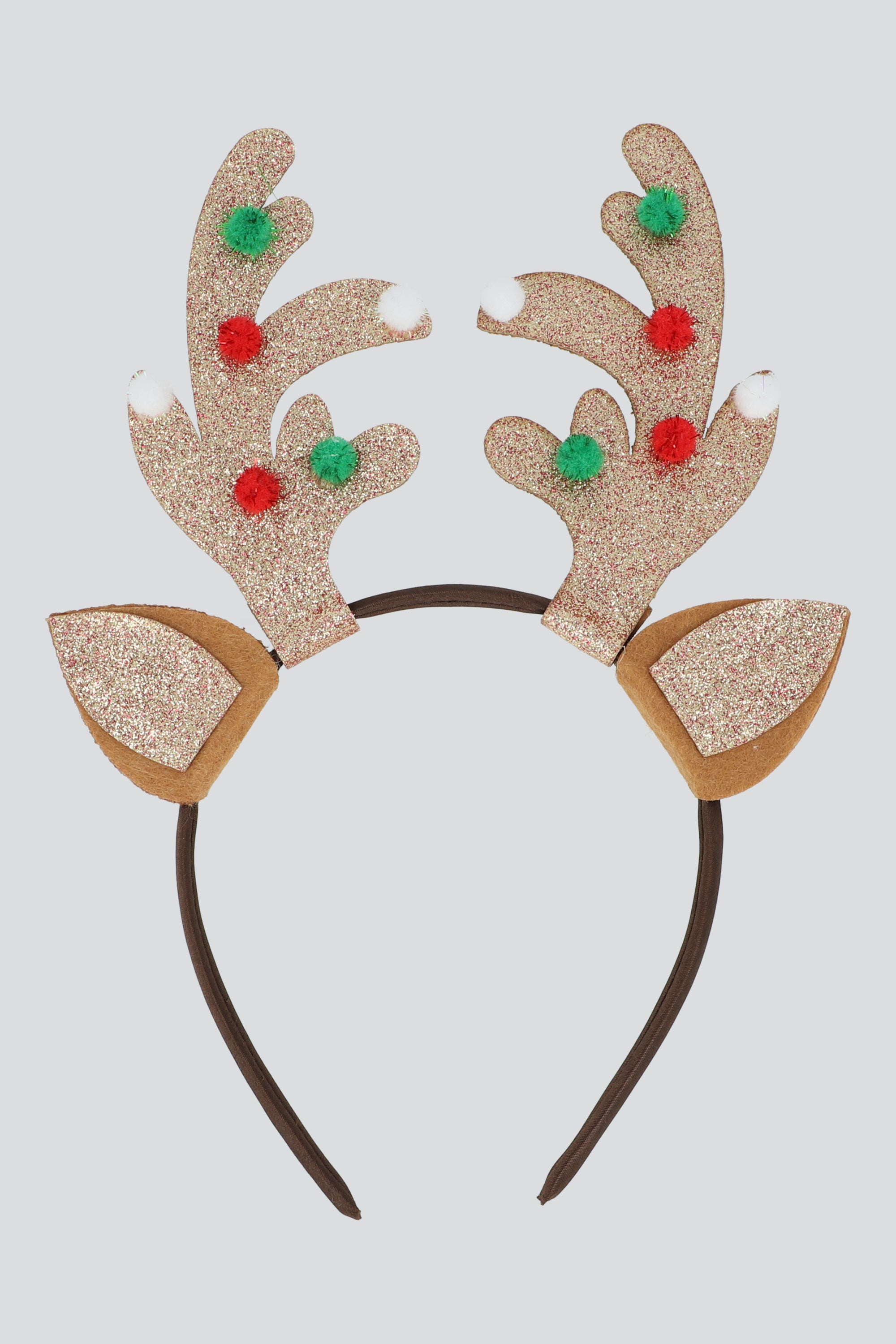 Diadema reno cuernos pompon CAFE