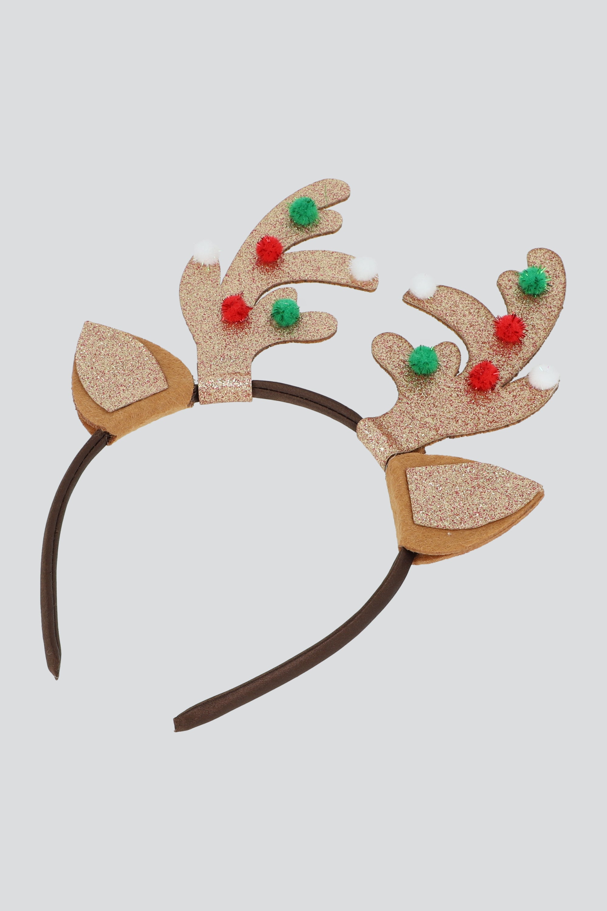 Diadema reno cuernos pompon CAFE
