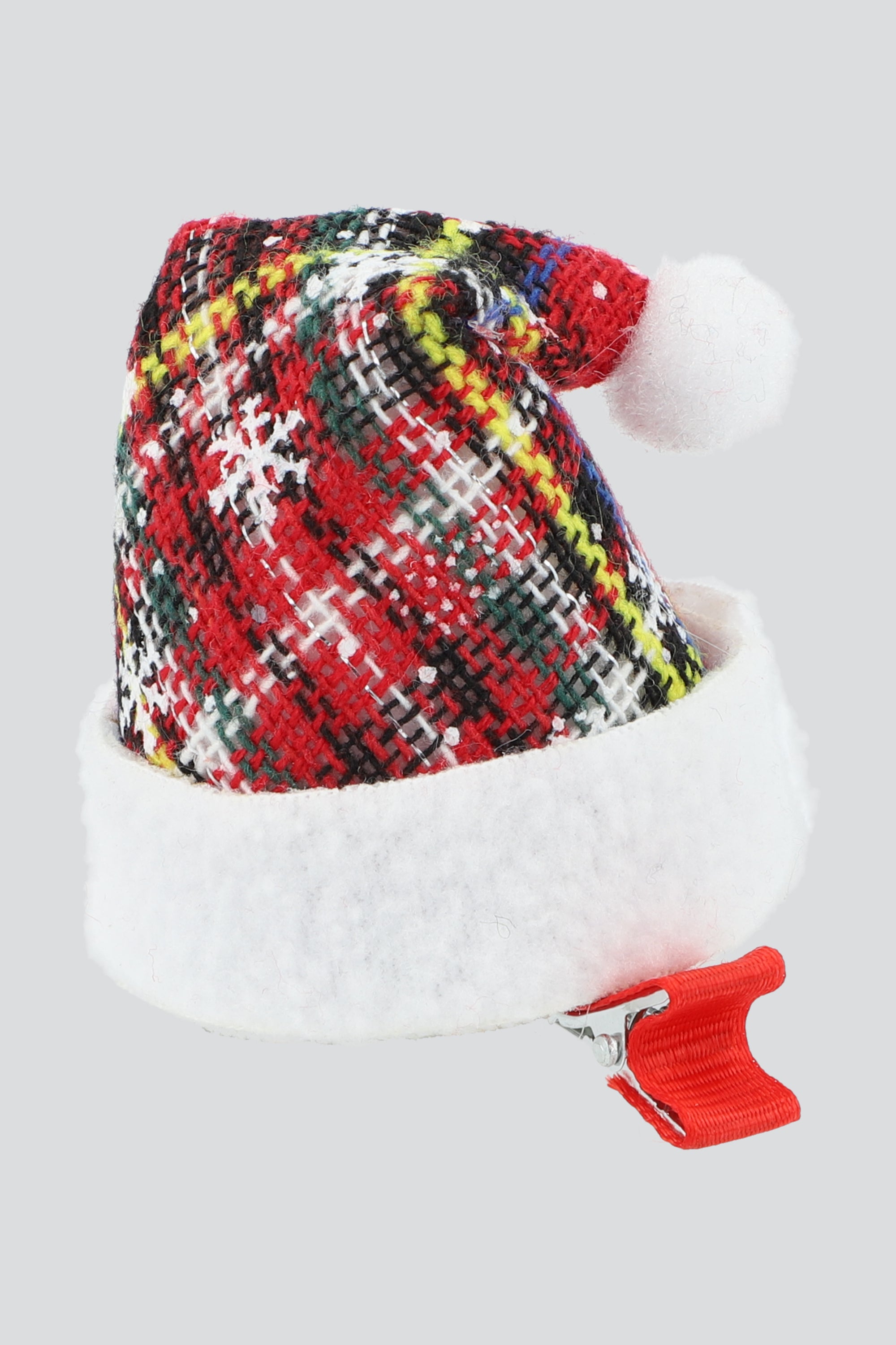 Broche de gorro print navideño ROJO