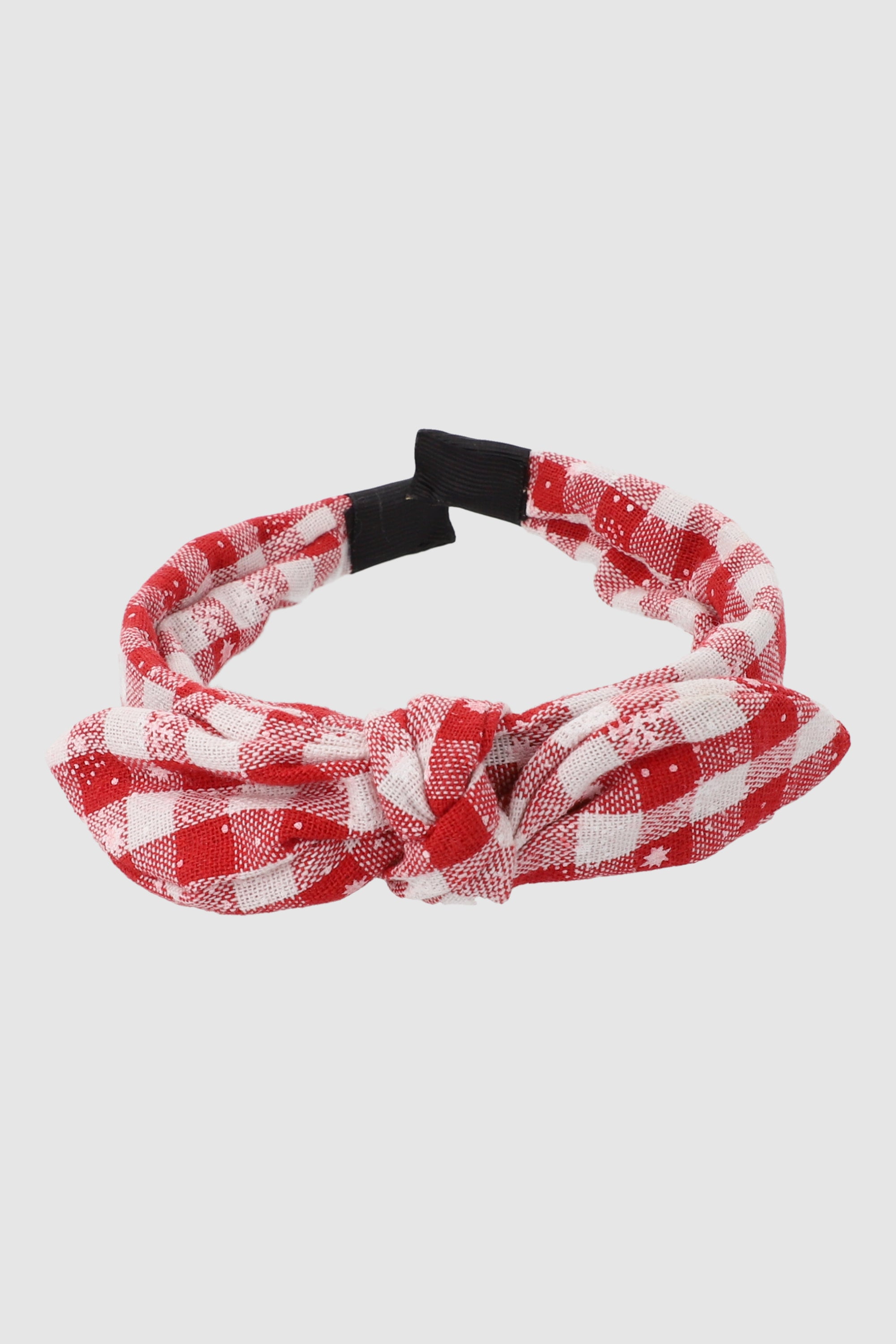 Diadema moño cuadros navideños ROJO